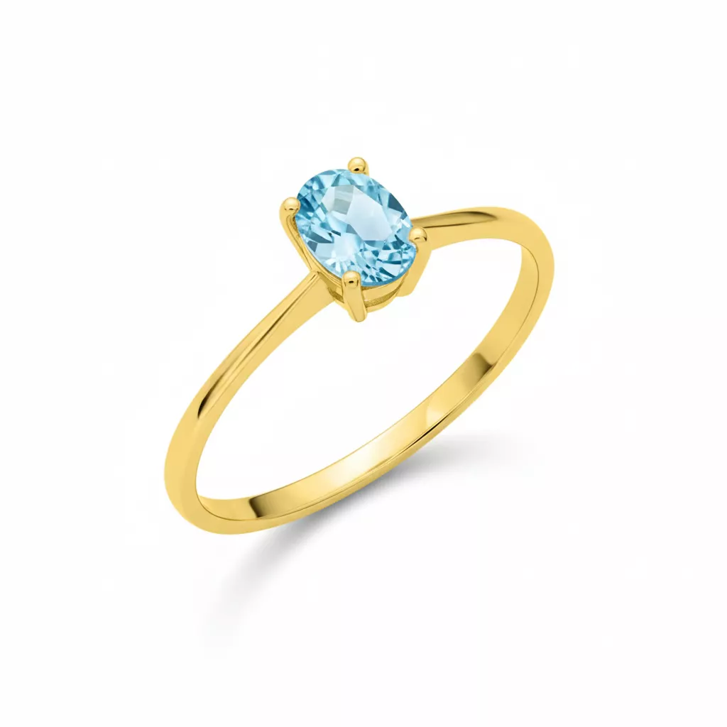 Bague Or bleu Topaze - Bague en Or 750 18k - Bijoux en Vogue