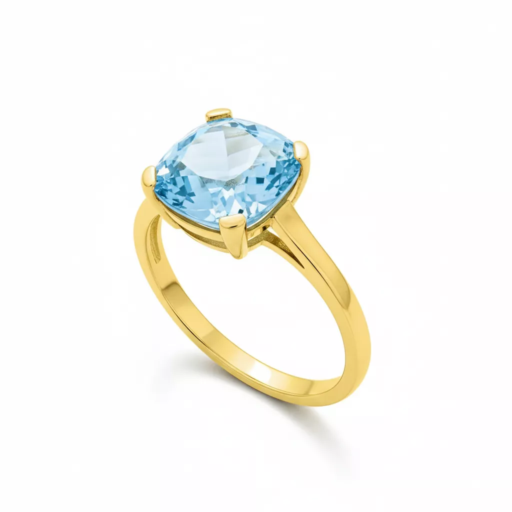 Bague Or bleu Topaze - Bague en Or 750 18k - Bijoux en Vogue