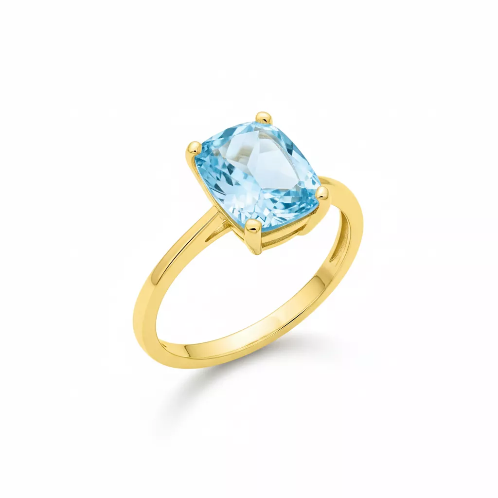 Bague Or bleu Topaze - Bague en Or 750 18k - Bijoux en Vogue