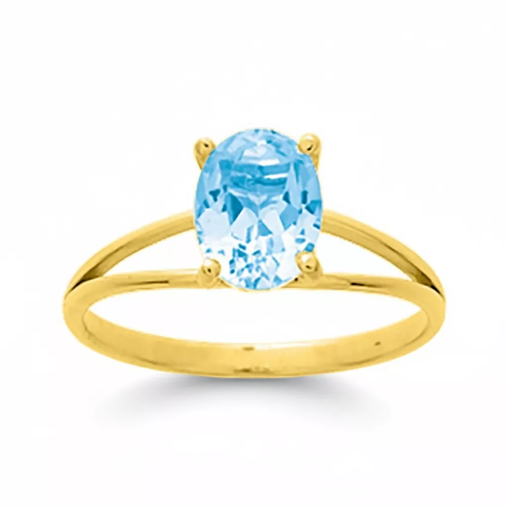 Bague Or bleu Topaze - Bague en Or 750 18k - Bijoux en Vogue