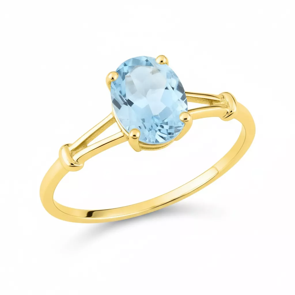 Bague Or bleu Topaze - Bague en Or 750 18k - Bijoux en Vogue