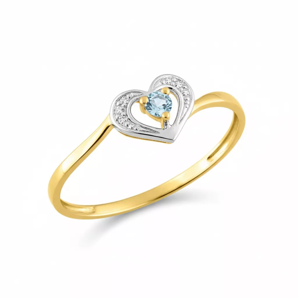 Bague Or Saintivemie bleu Topaze Coeur - Bague en Or 750 18k - Bijoux en Vogue
