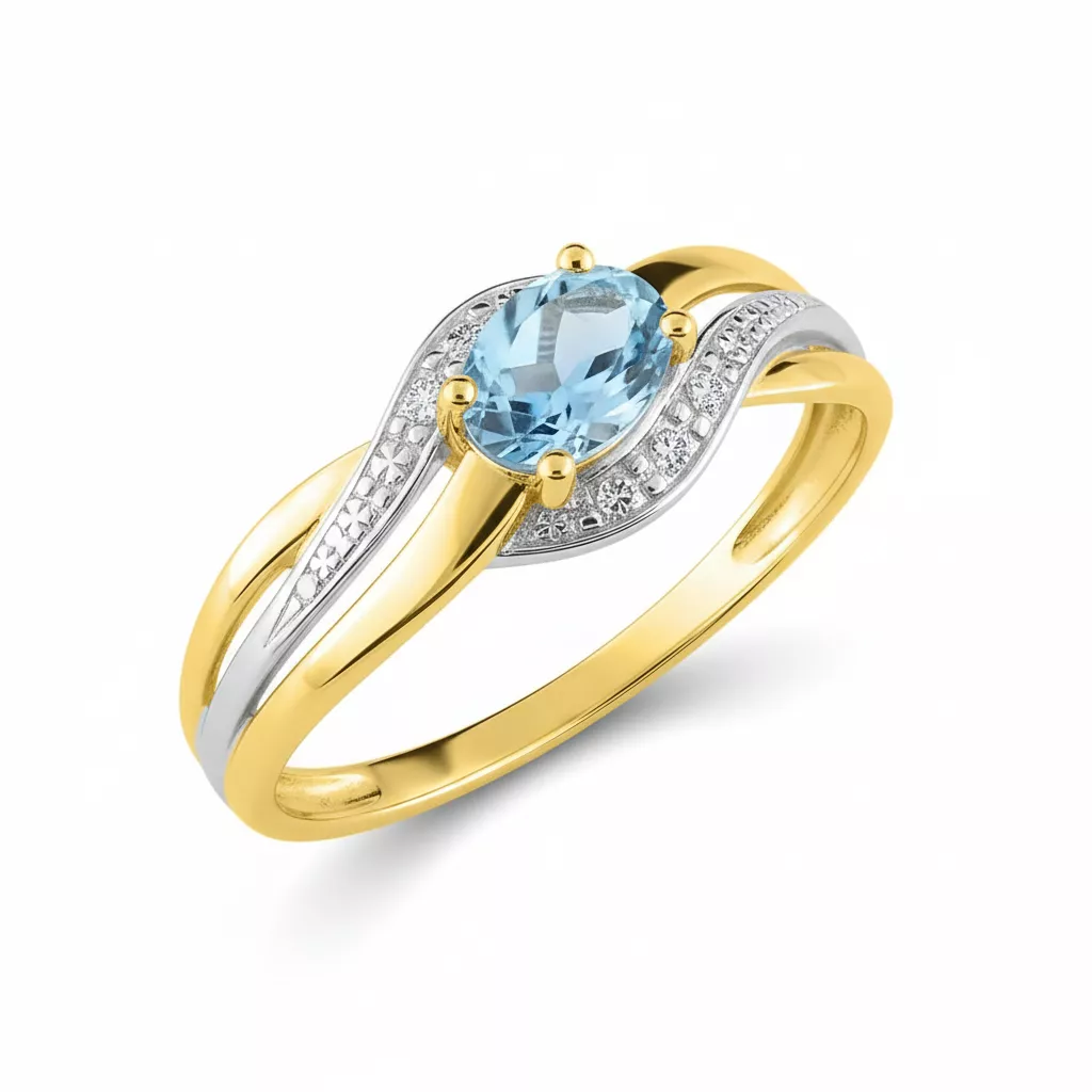 Bague Or Ariyarasa bleu Topaze - Bague en Or 750 18k - Bijoux en Vogue