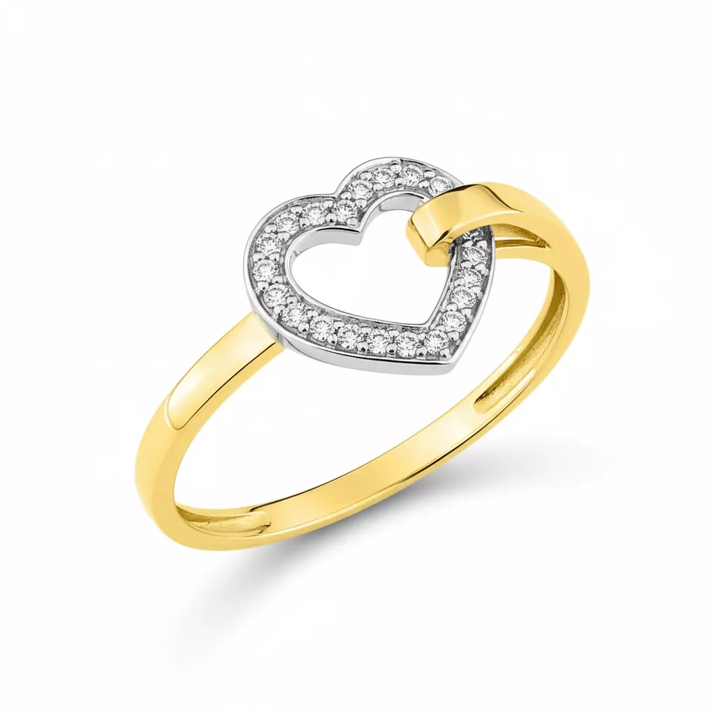 Bague Or Faezeh Zirconium Coeur - Bague en Or 750 18k - Bijoux en Vogue