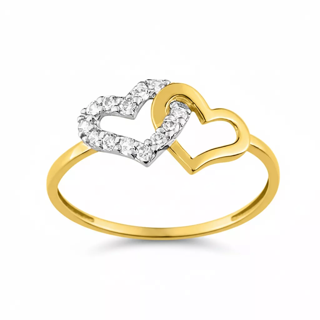 Bague Or Zirconium Coeur - Bague en Or 750 18k - Bijoux en Vogue