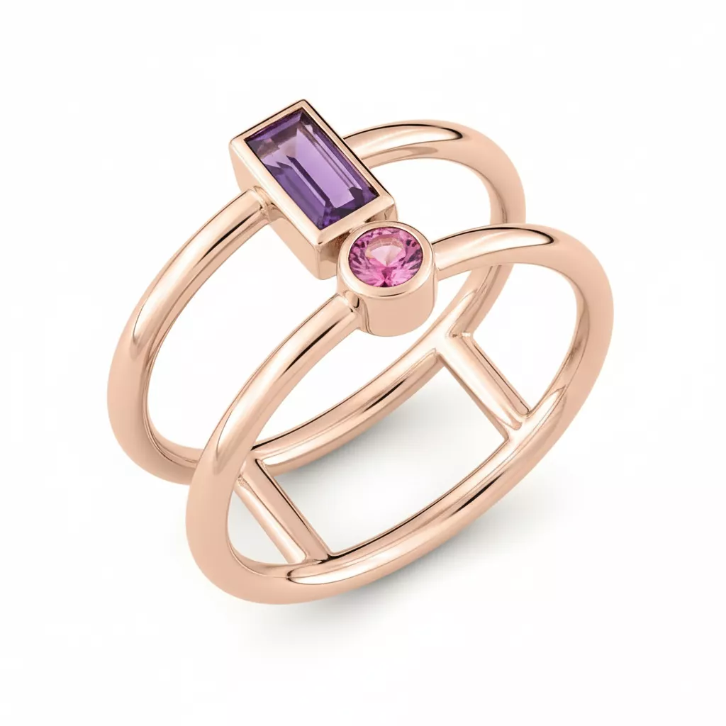 Bague Or Rose Rungnapa Améthyste - Bague en Or 750 18k - Bijoux en Vogue