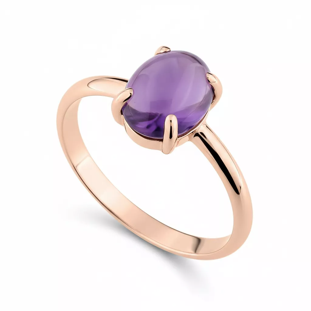 Bague Or Rose Scynelle Améthyste - Bague en Or 750 18k - Bijoux en Vogue