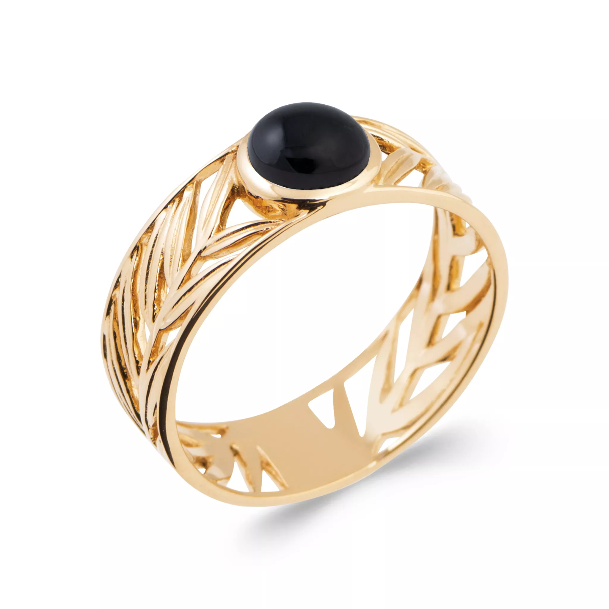 Bague Plaqué Or Chelsey Agate Noir Végétal Couleurs - Bague en Plaqué or - Bijoux en Vogue
