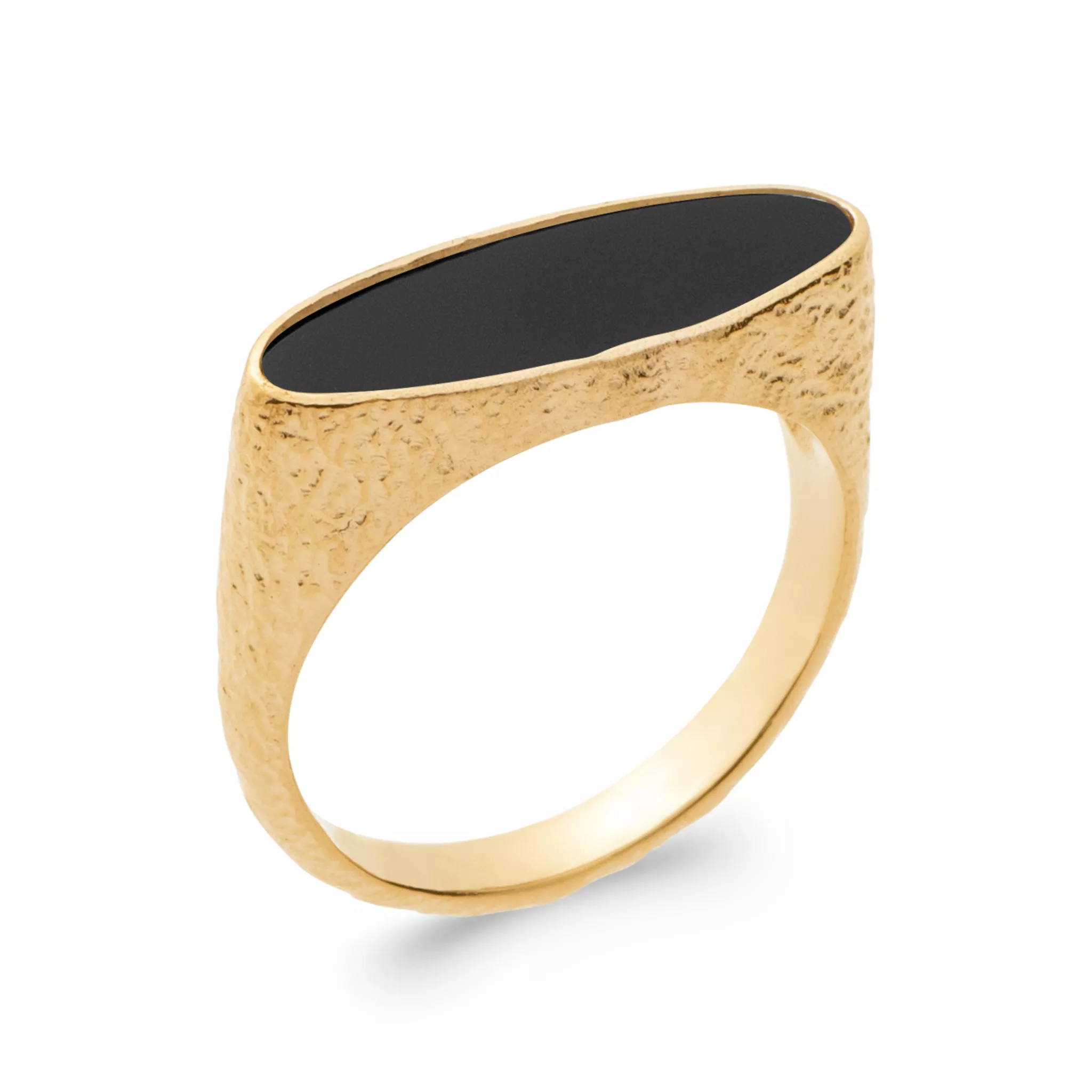 Bague Plaqué Or Darnelle Agate Noir Couleurs - Bague en Plaqué or - Bijoux en Vogue