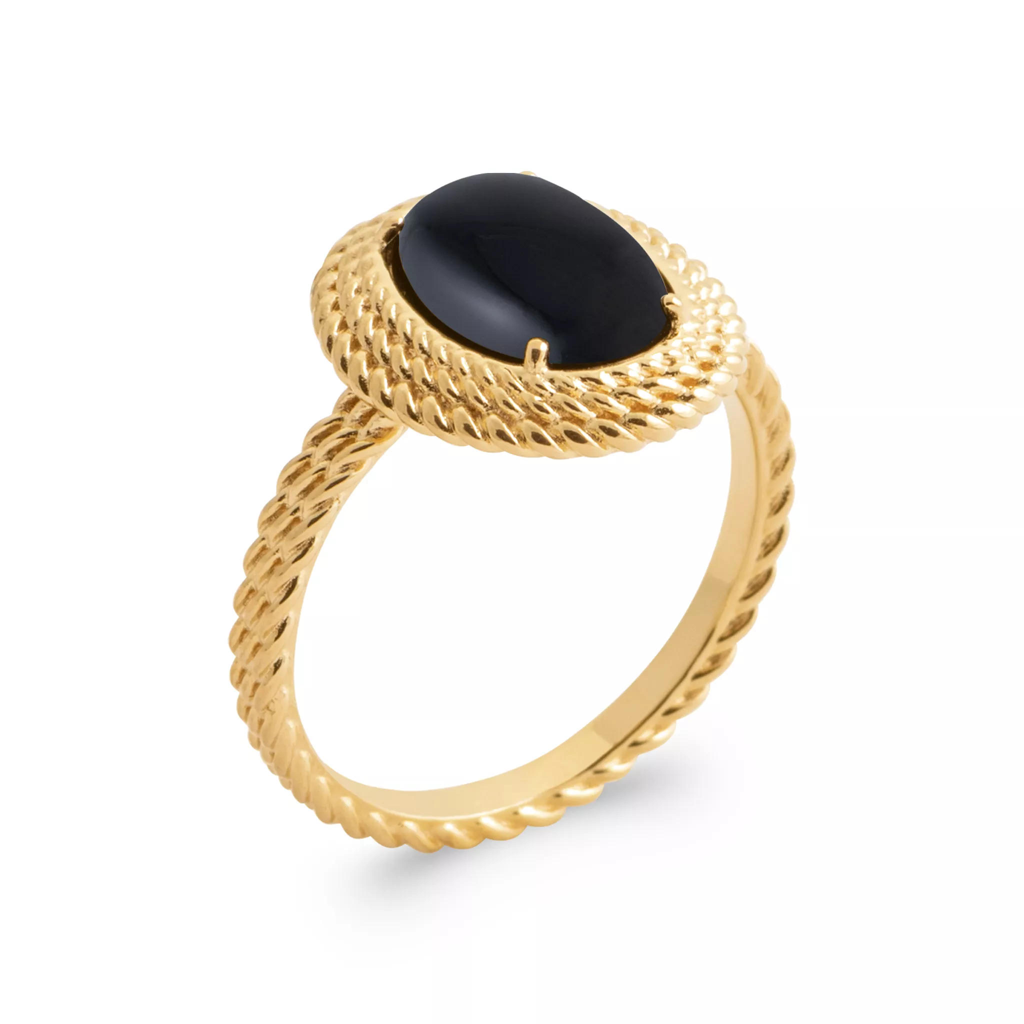 Bague Plaqué Or Nadezla Agate Noir - Bague en Plaqué or - Bijoux en Vogue