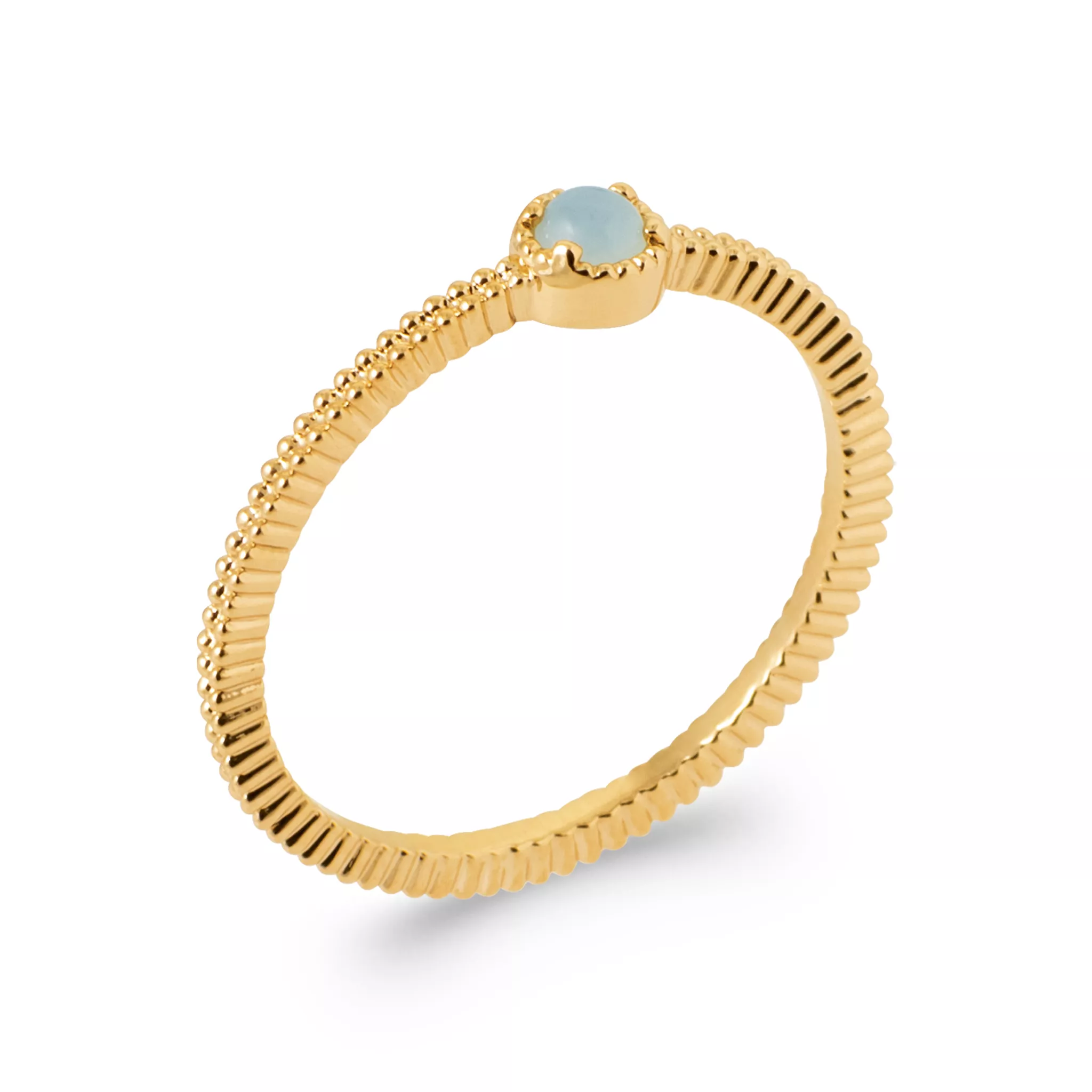 Bague Plaqué Or Amyne Agate Bleu Texturé Stacking Couleurs - Bague en Plaqué or - Bijoux en Vogue