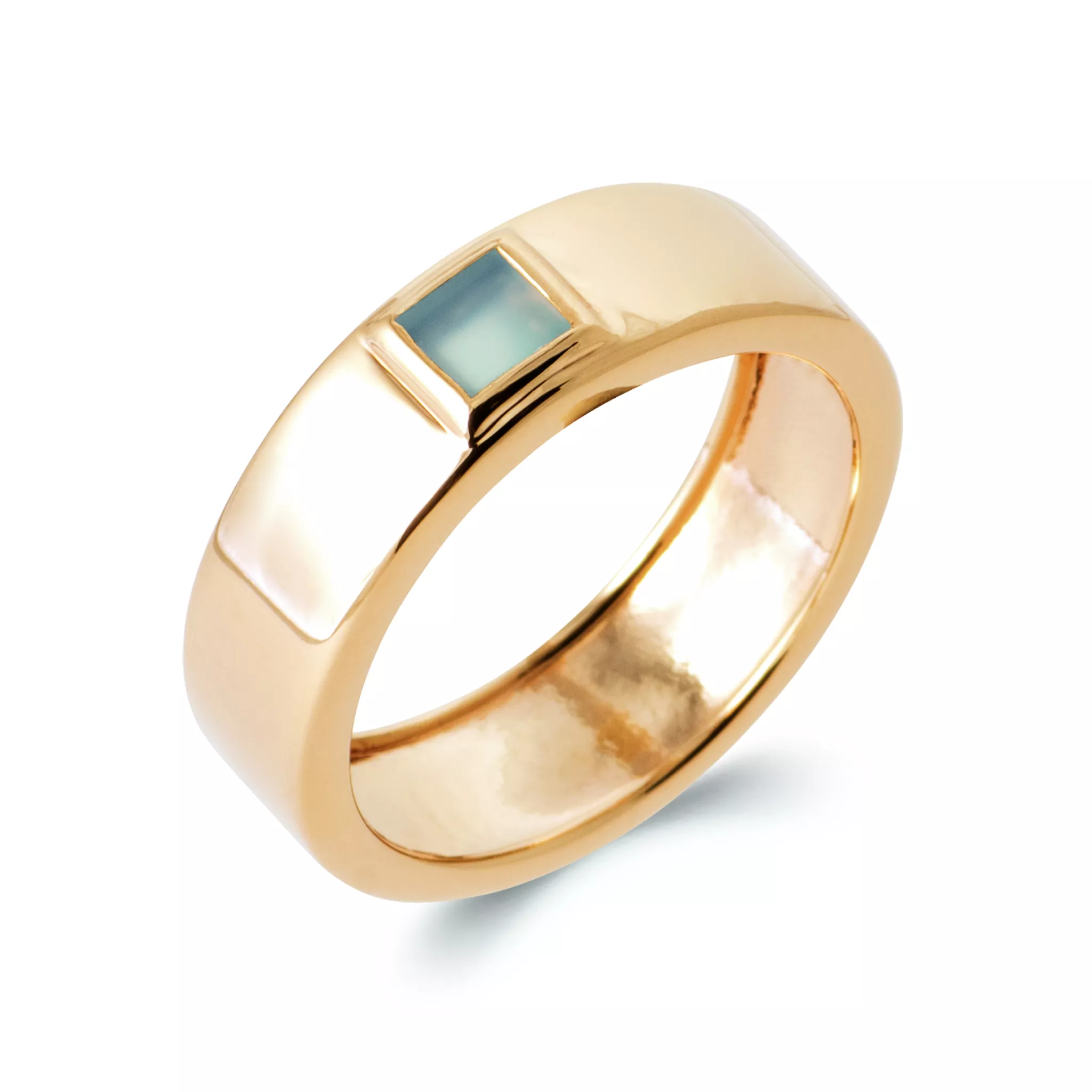 Bague Plaqué Or Helbertine Agate Bleu Joaillerie Couleurs - Bague en Plaqué or - Bijoux en Vogue