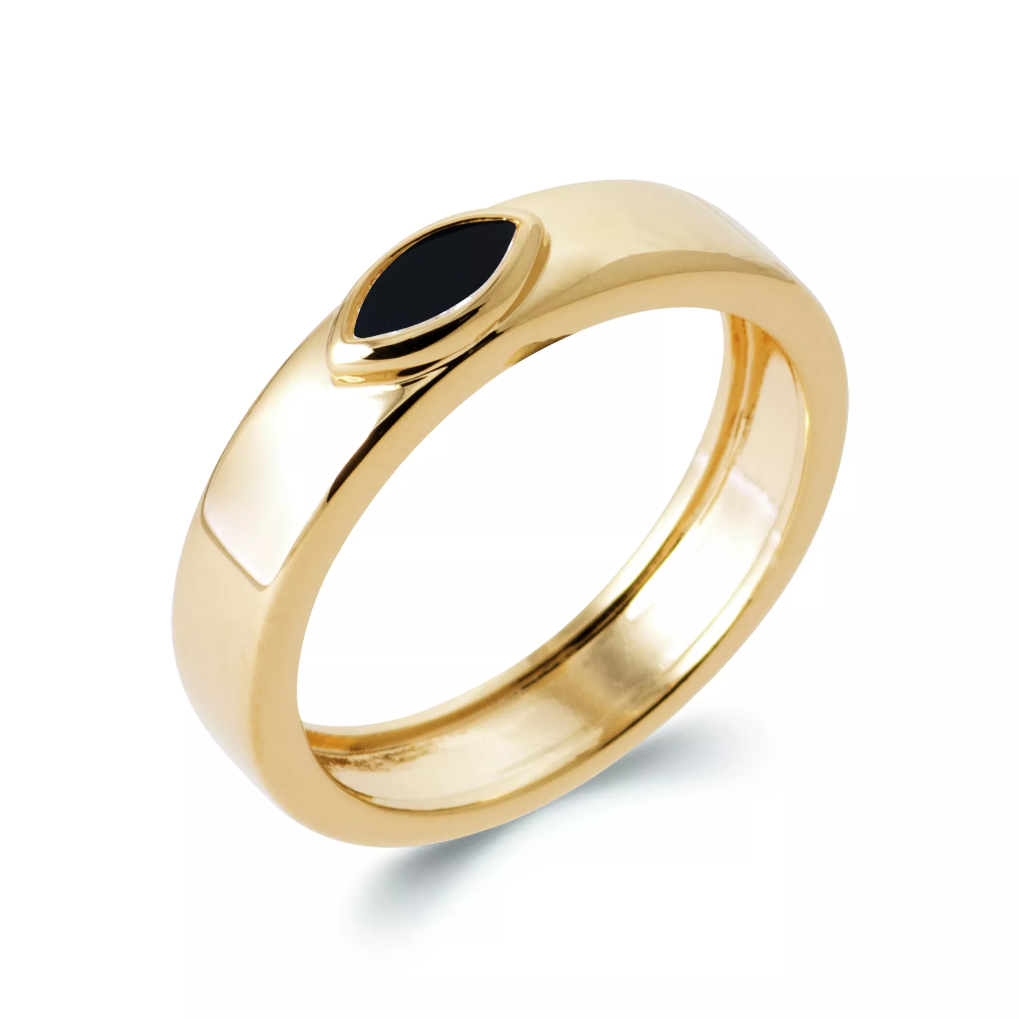 Bague Plaqué Or Devyka Agate Noir Joaillerie Couleurs - Bague en Plaqué or - Bijoux en Vogue
