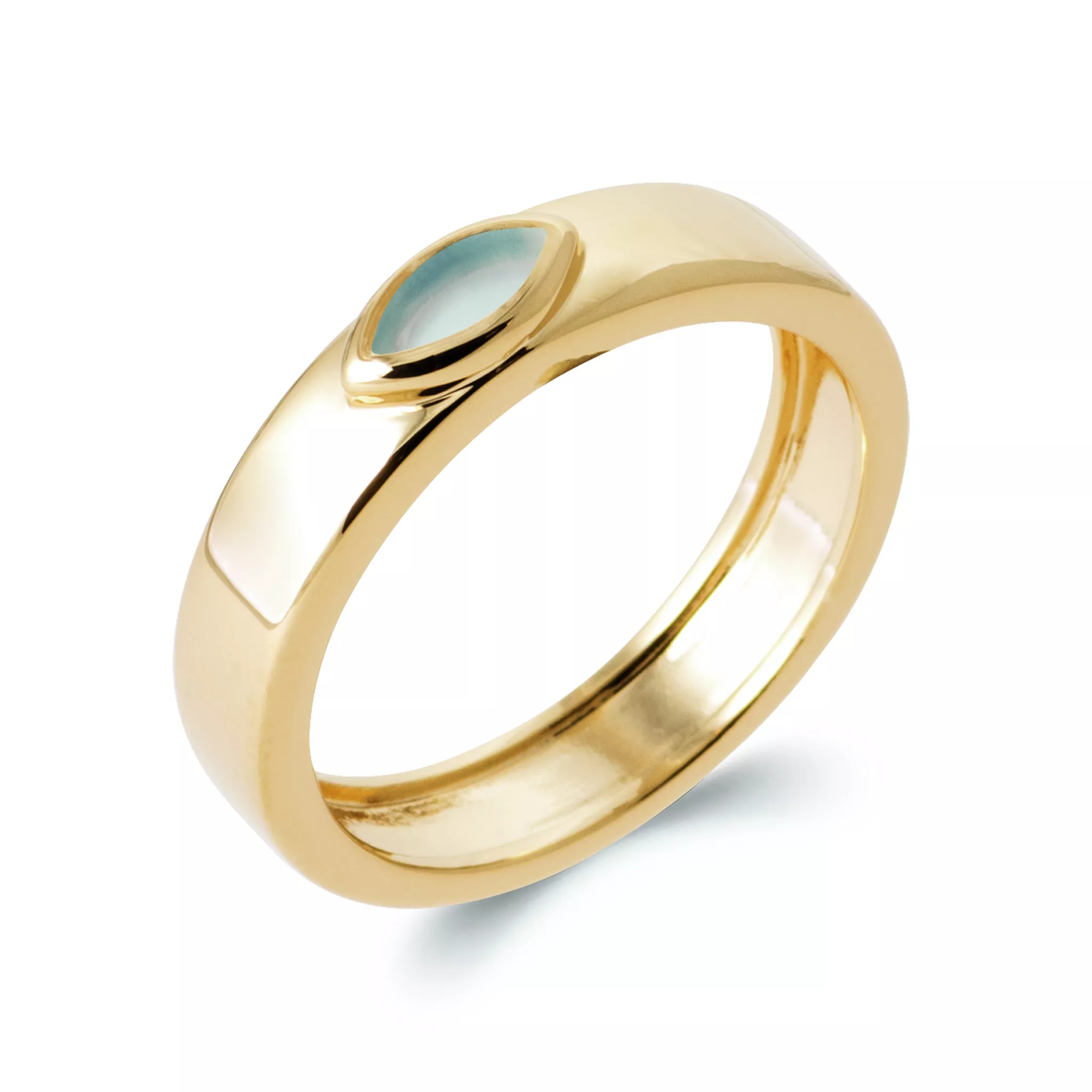 Bague Plaqué Or Charistiane Agate Bleu Joaillerie Couleurs - Bague en Plaqué or - Bijoux en Vogue