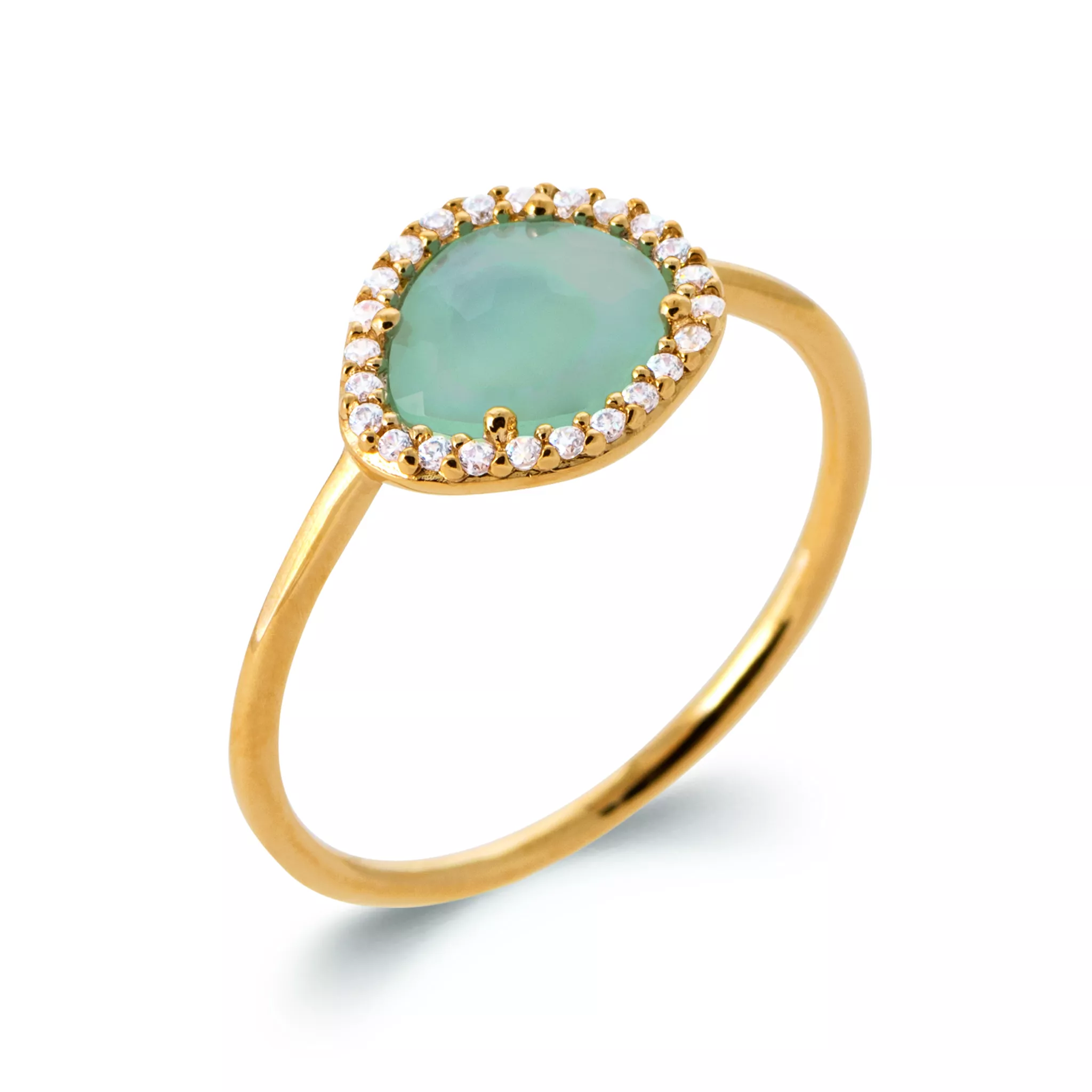 Bague Plaqué Or Allana Agate Bleu Entourage Couleurs - Bague en Plaqué or - Bijoux en Vogue