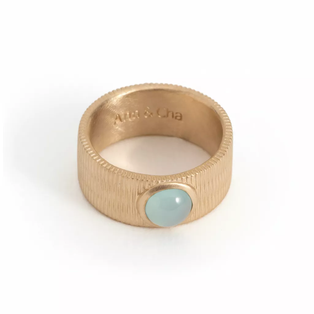 Bague Plaqué Or Nedja Agate Bleu - Bague en Plaqué or - Bijoux en Vogue