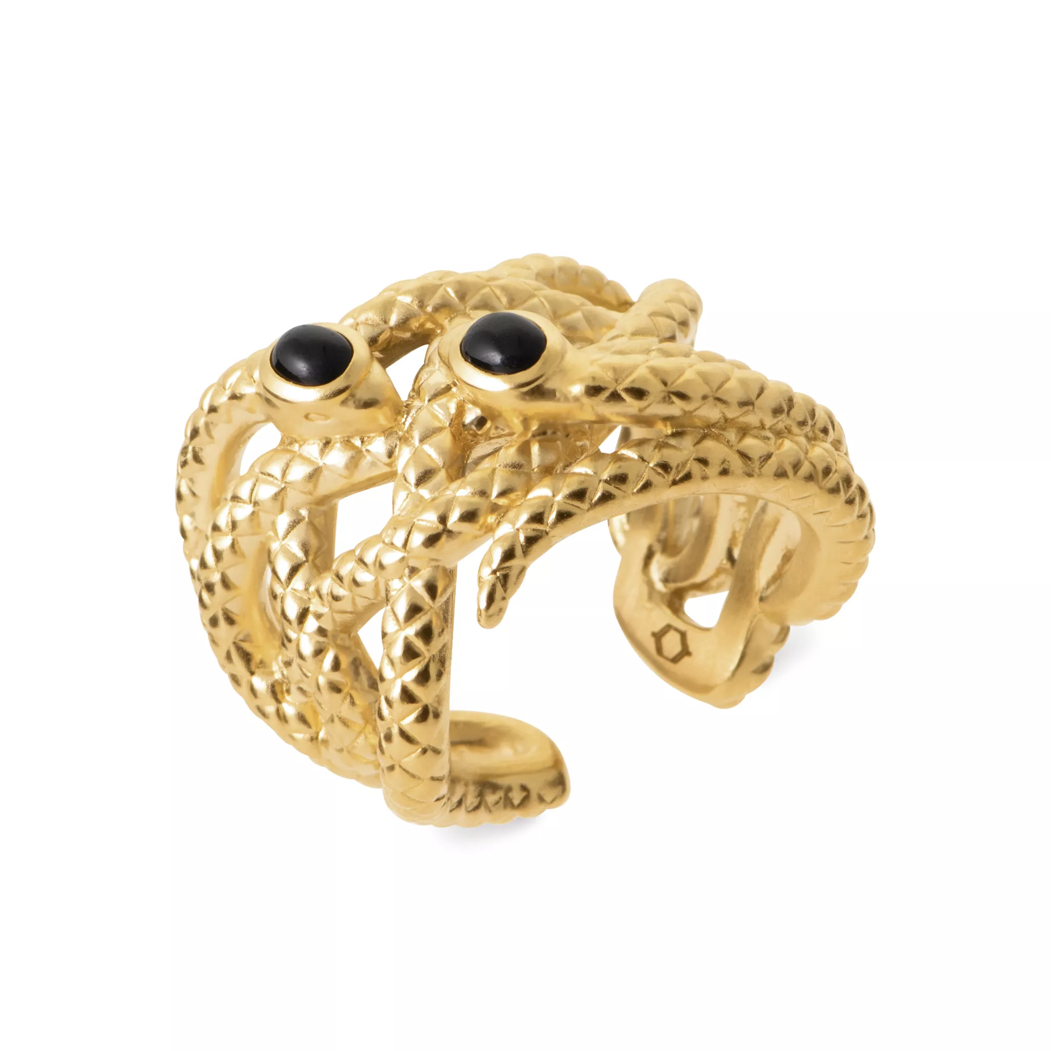 Bague Plaqué Or Laettitia Agate Noir - Bague en Plaqué or - Bijoux en Vogue