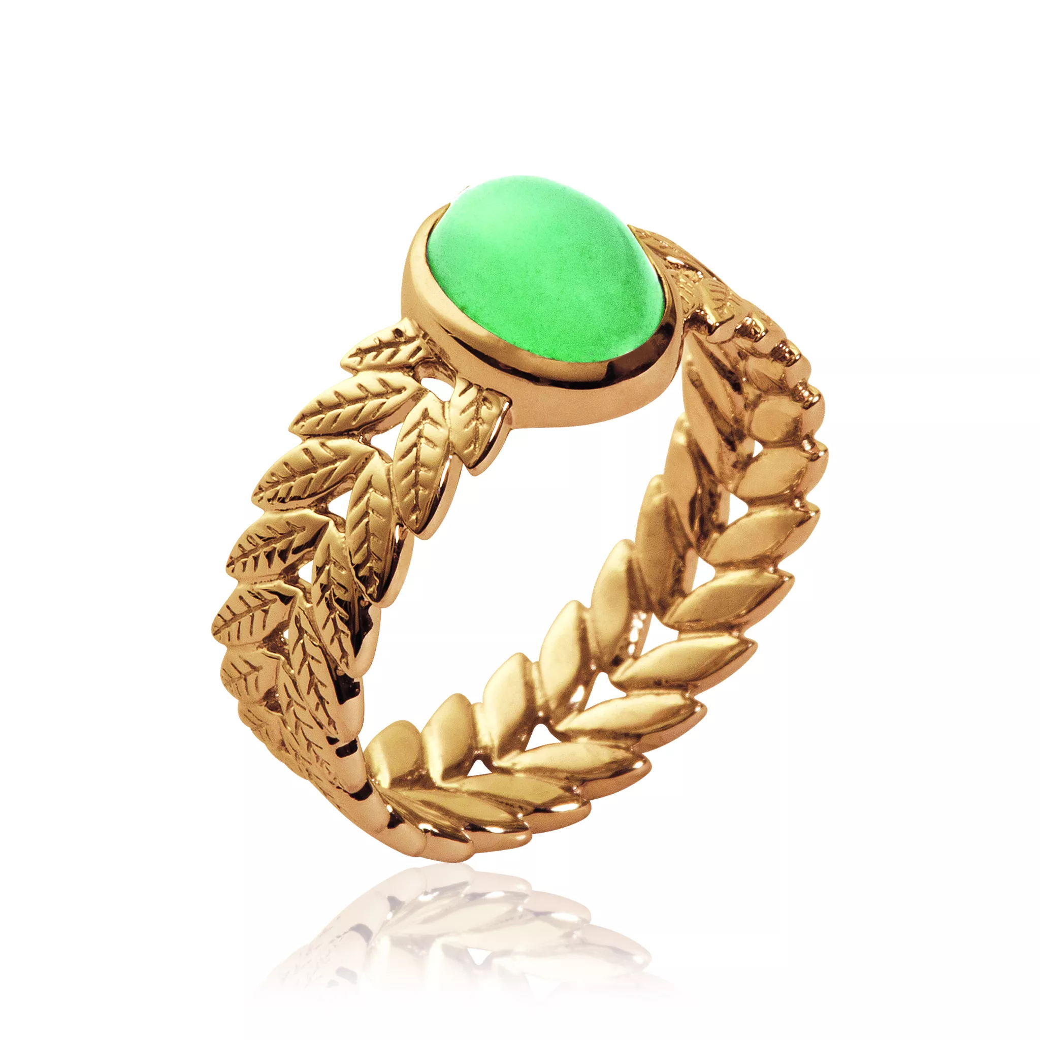 Bague Plaqué Or Suraiya Aventurine Végétal Couleurs - Bague en Plaqué or - Bijoux en Vogue