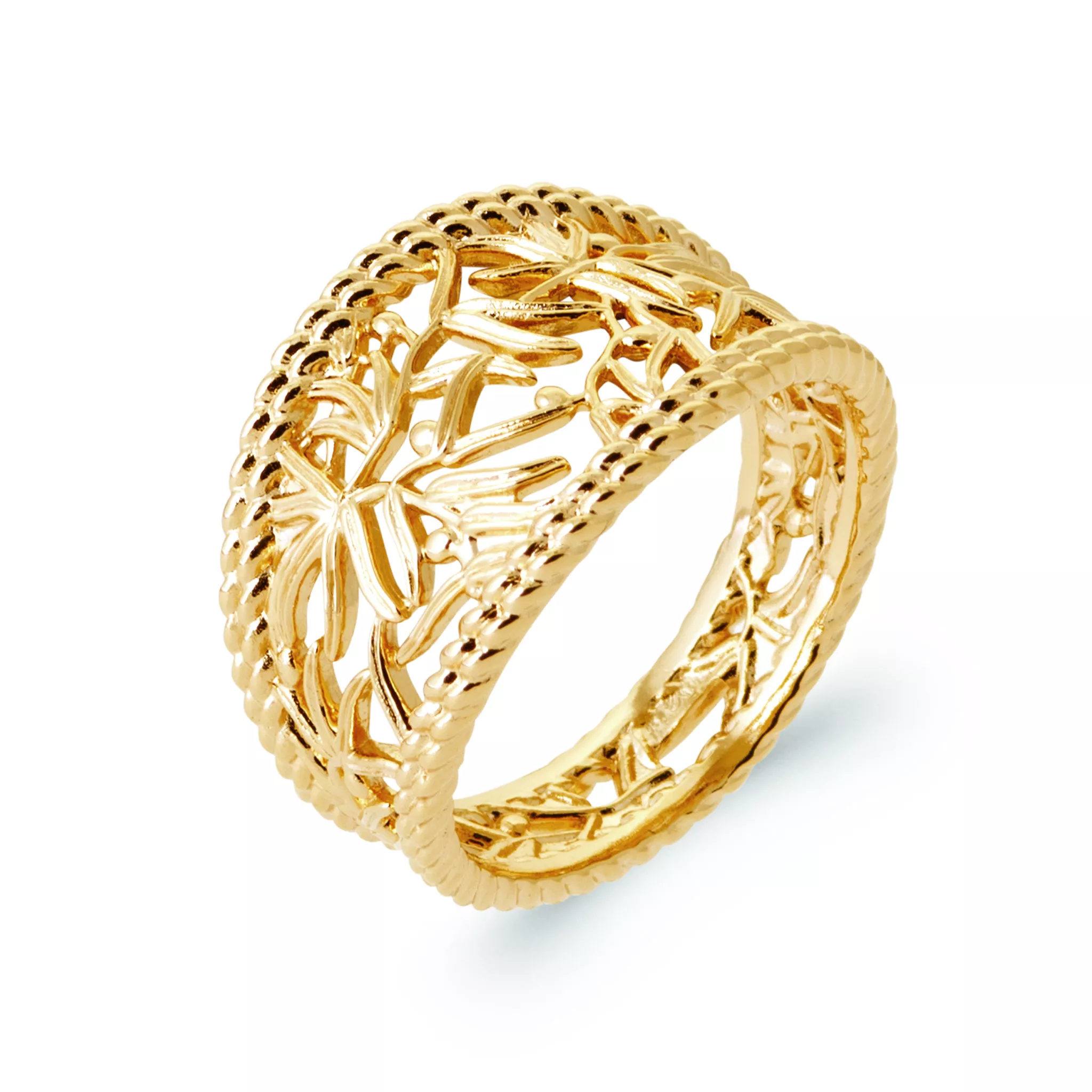 Bague Plaqué Or Ryvka Végétal Dentelle - Bague en Plaqué or - Bijoux en Vogue