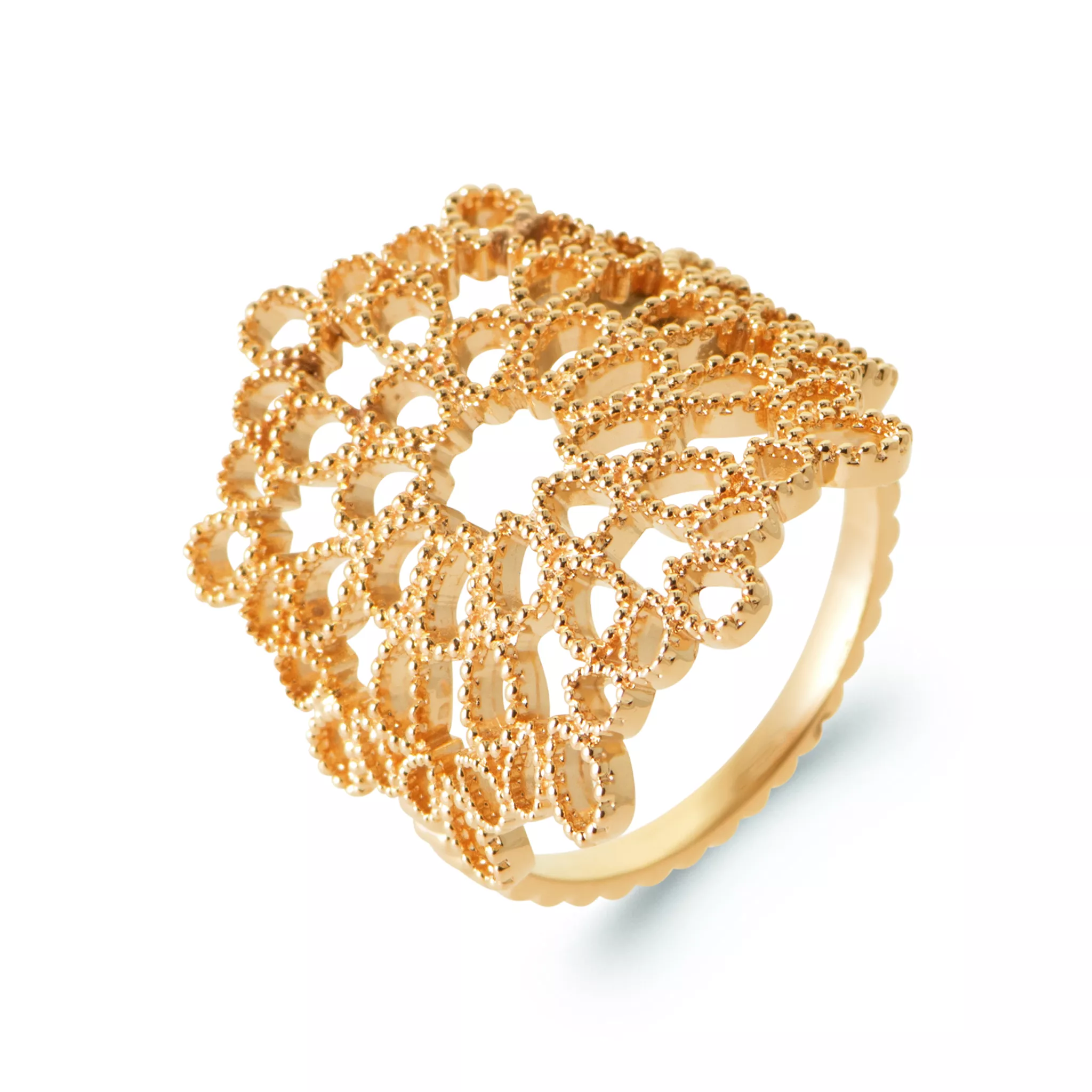 Bague Plaqué Or Asmine Végétal Texturé Dentelle - Bague en Plaqué or - Bijoux en Vogue
