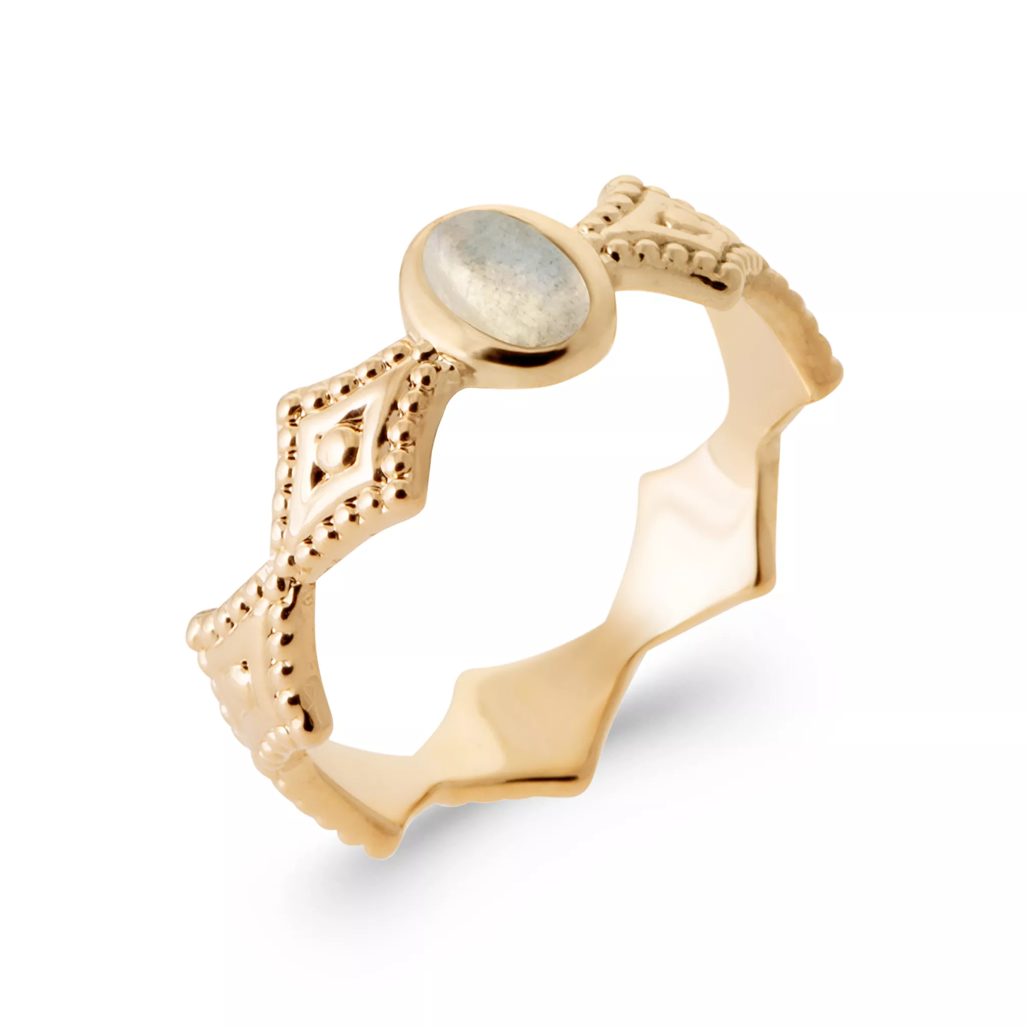 Bague Plaqué Or Nellie Labradorite Texturé Stacking Couleurs - Bague en Plaqué or - Bijoux en Vogue