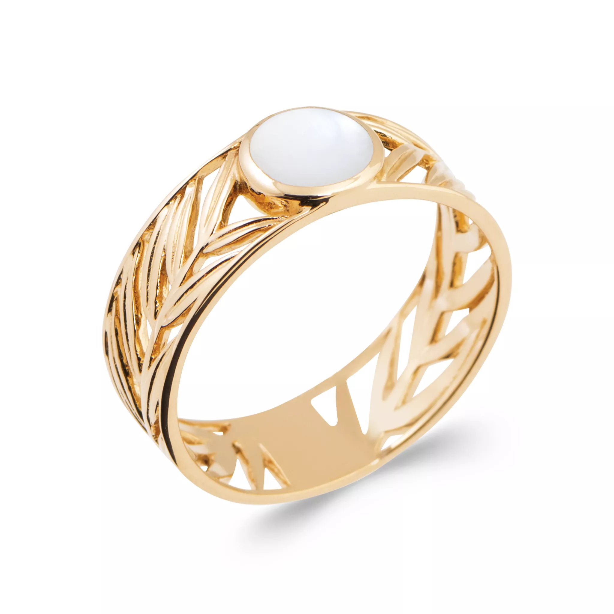 Bague Plaqué Or Gothelinde Nacre Végétal Couleurs - Bague en Plaqué or - Bijoux en Vogue