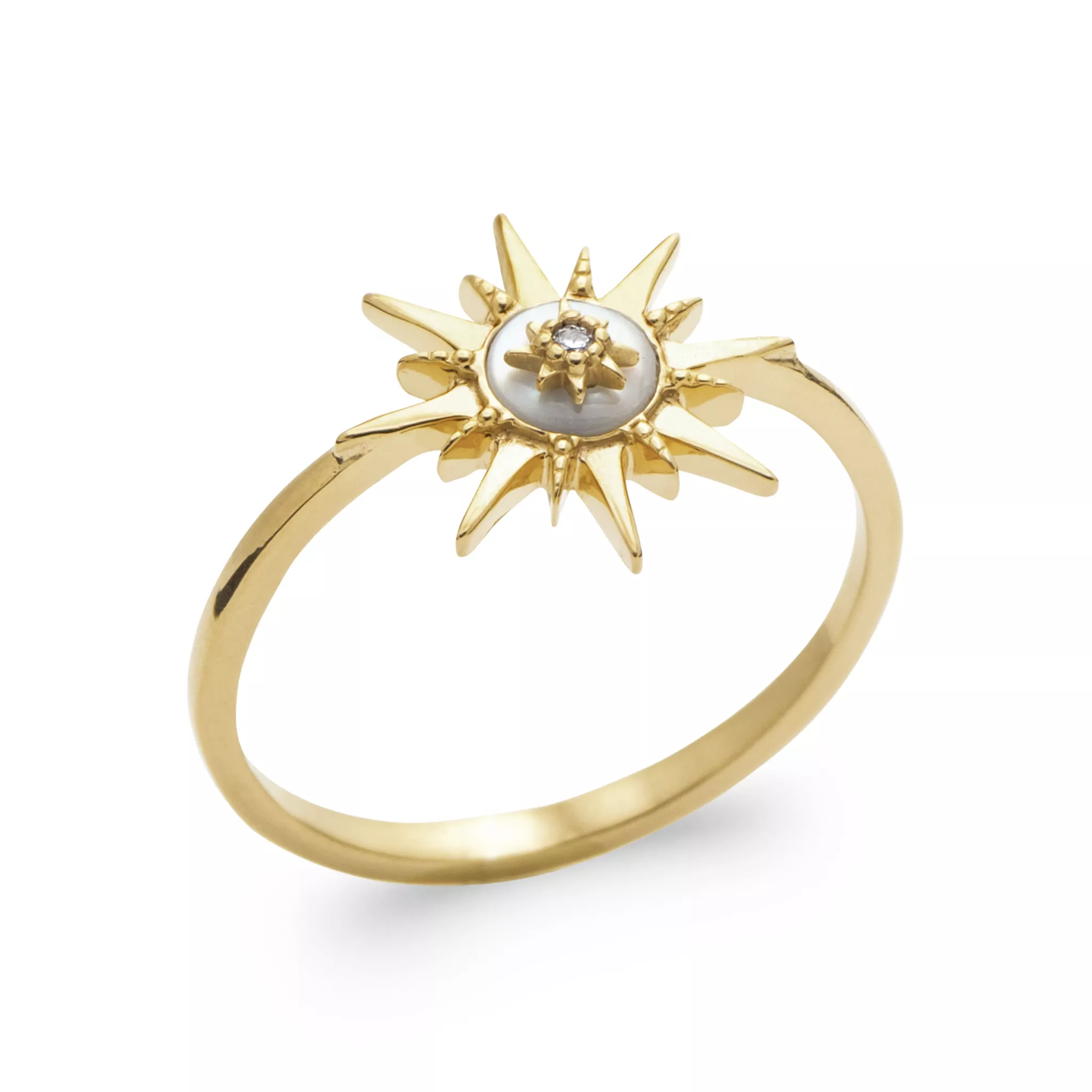 Bague Plaqué Or Asiya Nacre Figuratif Couleurs - Bague en Plaqué or - Bijoux en Vogue