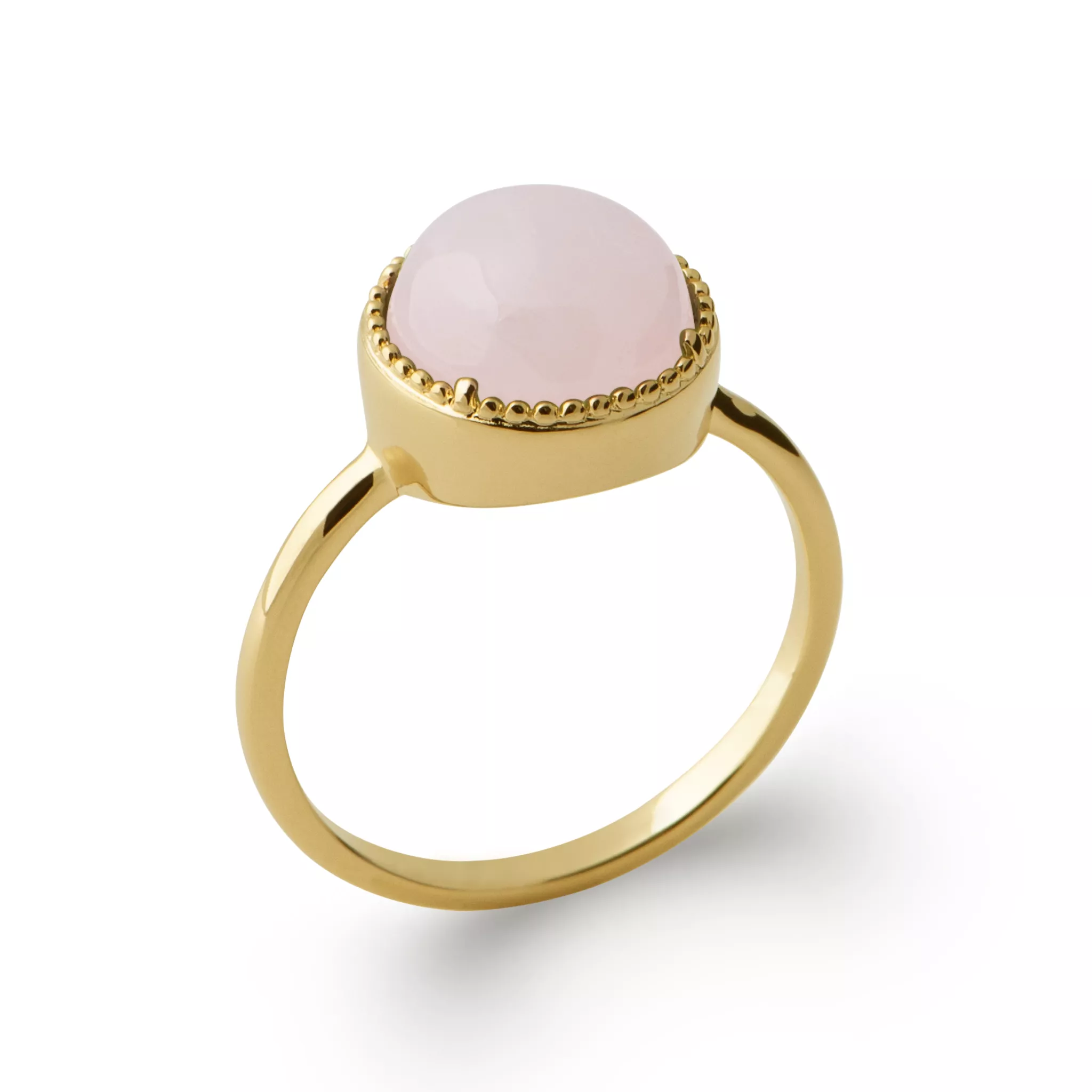 Bague Plaqué Or Aise Quartz Rose Couleurs - Bague en Plaqué or - Bijoux en Vogue