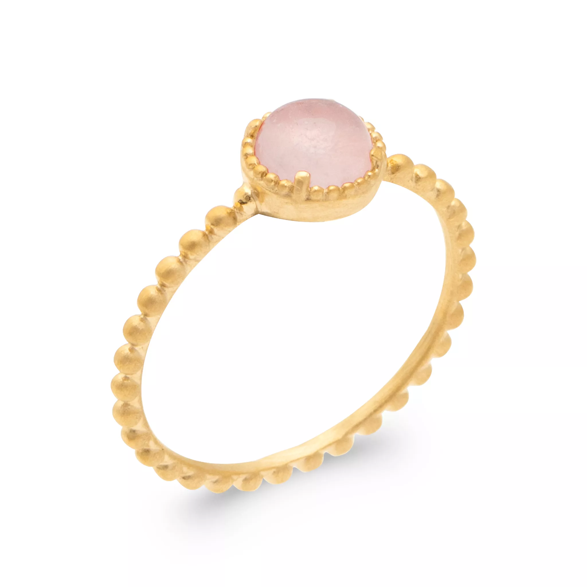 Bague Plaqué Or Ousseine Quartz Rose Texturé Couleurs - Bague en Plaqué or - Bijoux en Vogue