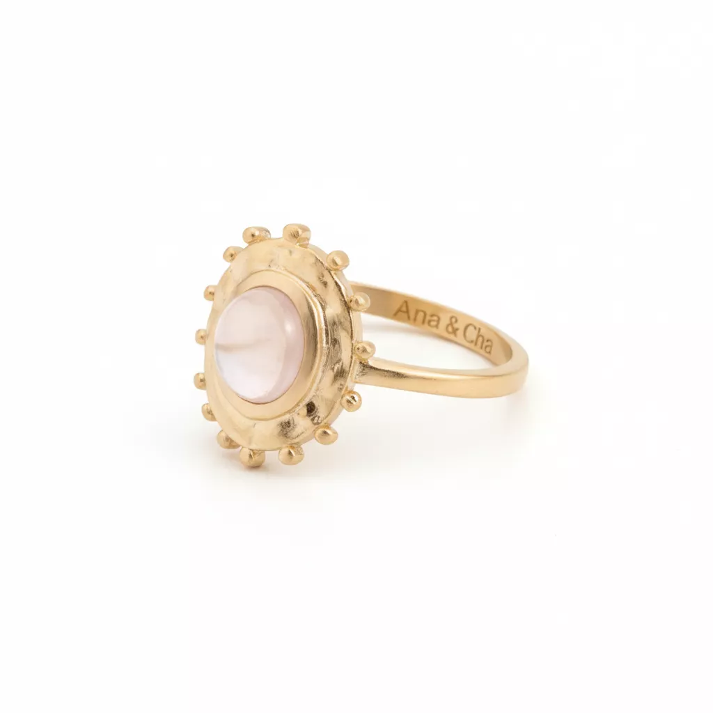 Bague Plaqué Or Mauline Quartz Rose - Bague en Plaqué or - Bijoux en Vogue