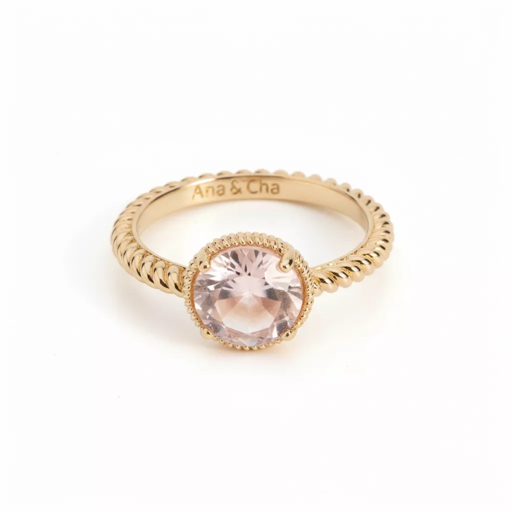 Bague Plaqué Or Evleyne Quartz Rose - Bague en Plaqué or - Bijoux en Vogue