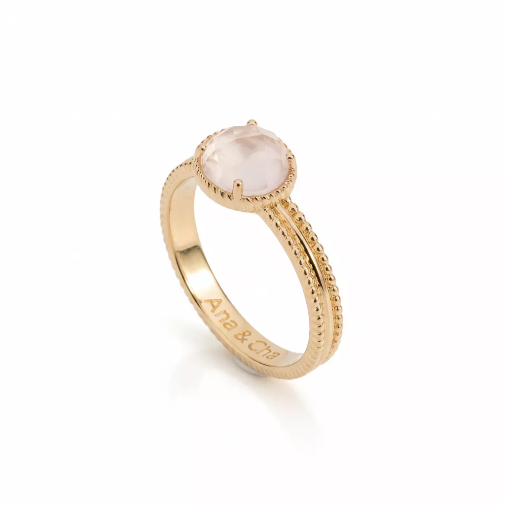 Bague Plaqué Or Alvine Quartz Rose - Bague en Plaqué or - Bijoux en Vogue