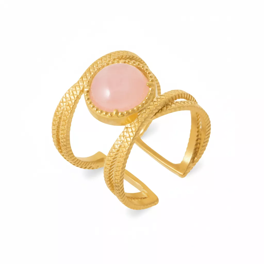 Bague Plaqué Or Elisabneth Quartz Rose - Bague en Plaqué or - Bijoux en Vogue