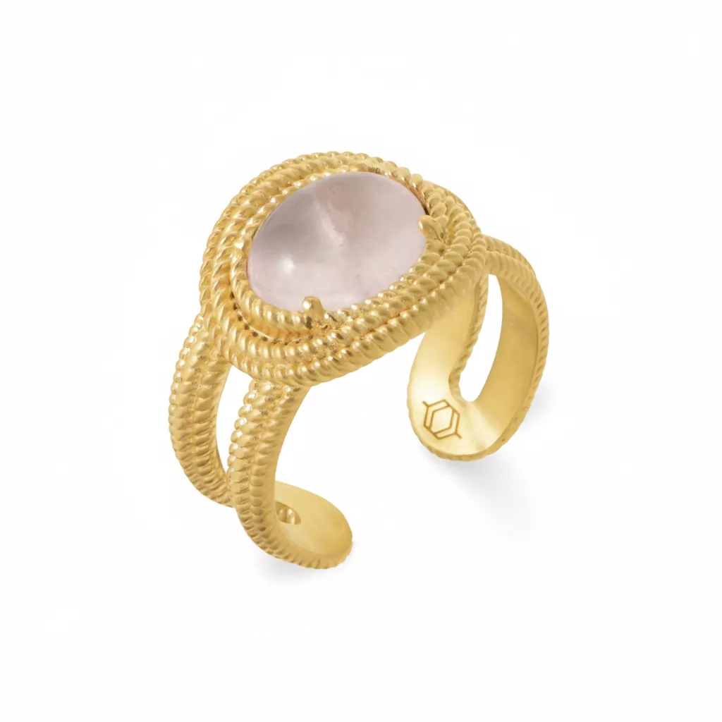 Bague Plaqué Or Navorreta Quartz Rose - Bague en Plaqué or - Bijoux en Vogue