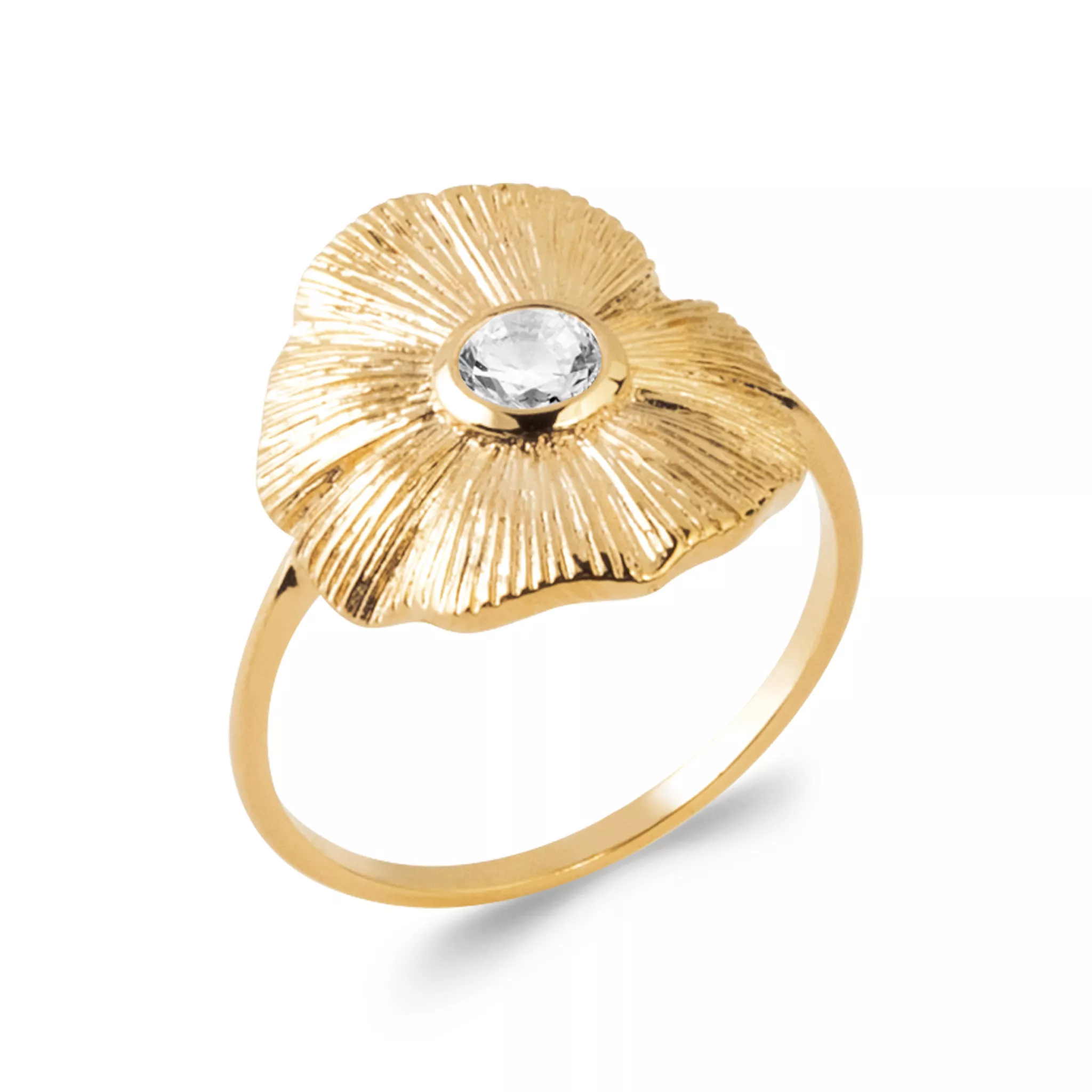 Bague Plaqué Or Mgdalena Zirconium Végétal - Bague en Plaqué or - Bijoux en Vogue