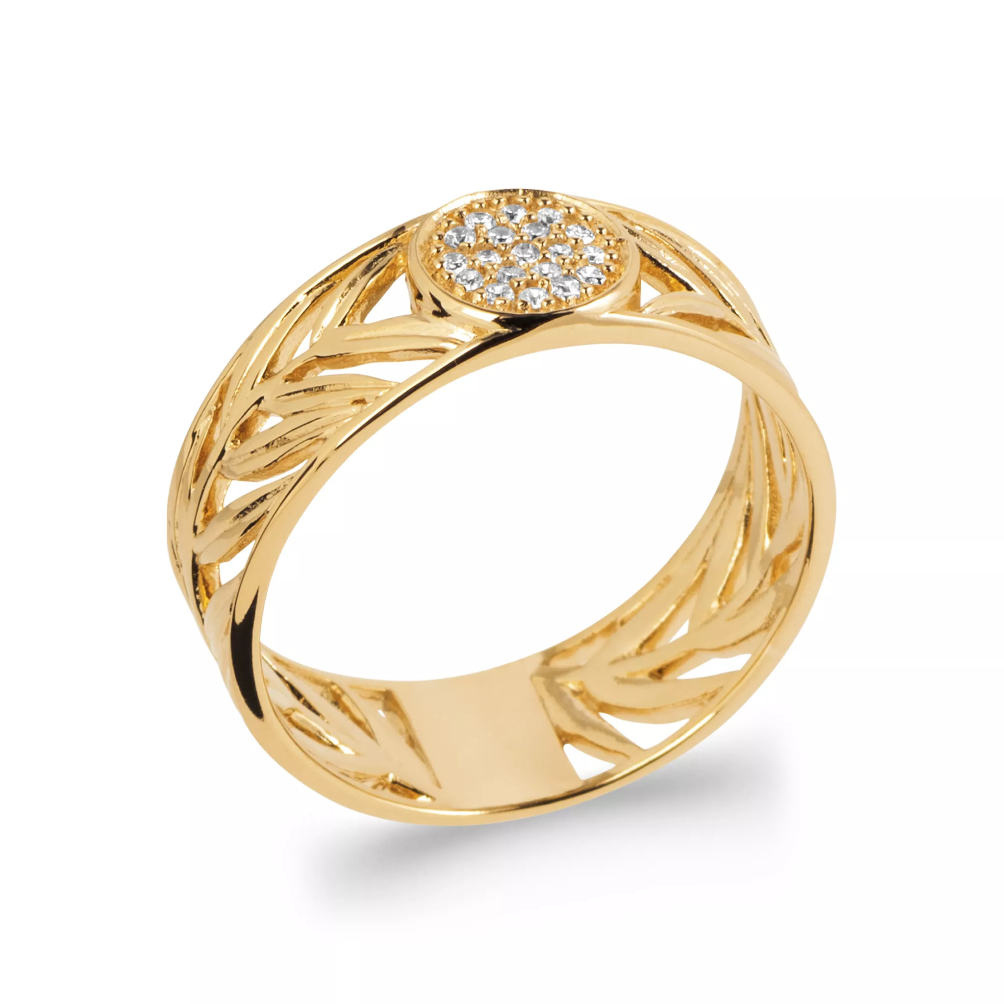 Bague Plaqué Or Sherida Zirconium Végétal - Bague en Plaqué or - Bijoux en Vogue