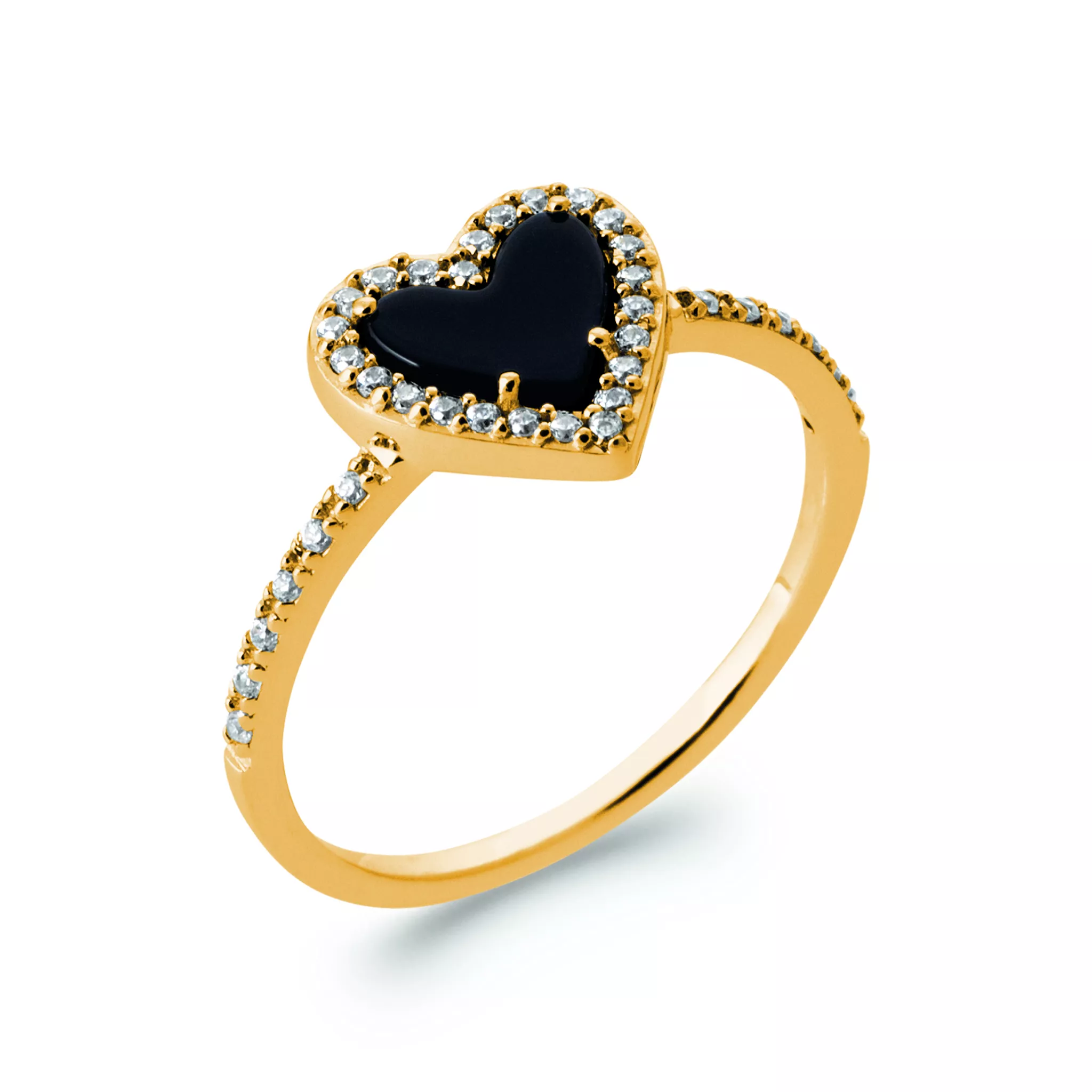 Bague Plaqué Or Estrine Zirconium Coeurs Entourage Couleurs - Bague en Plaqué or