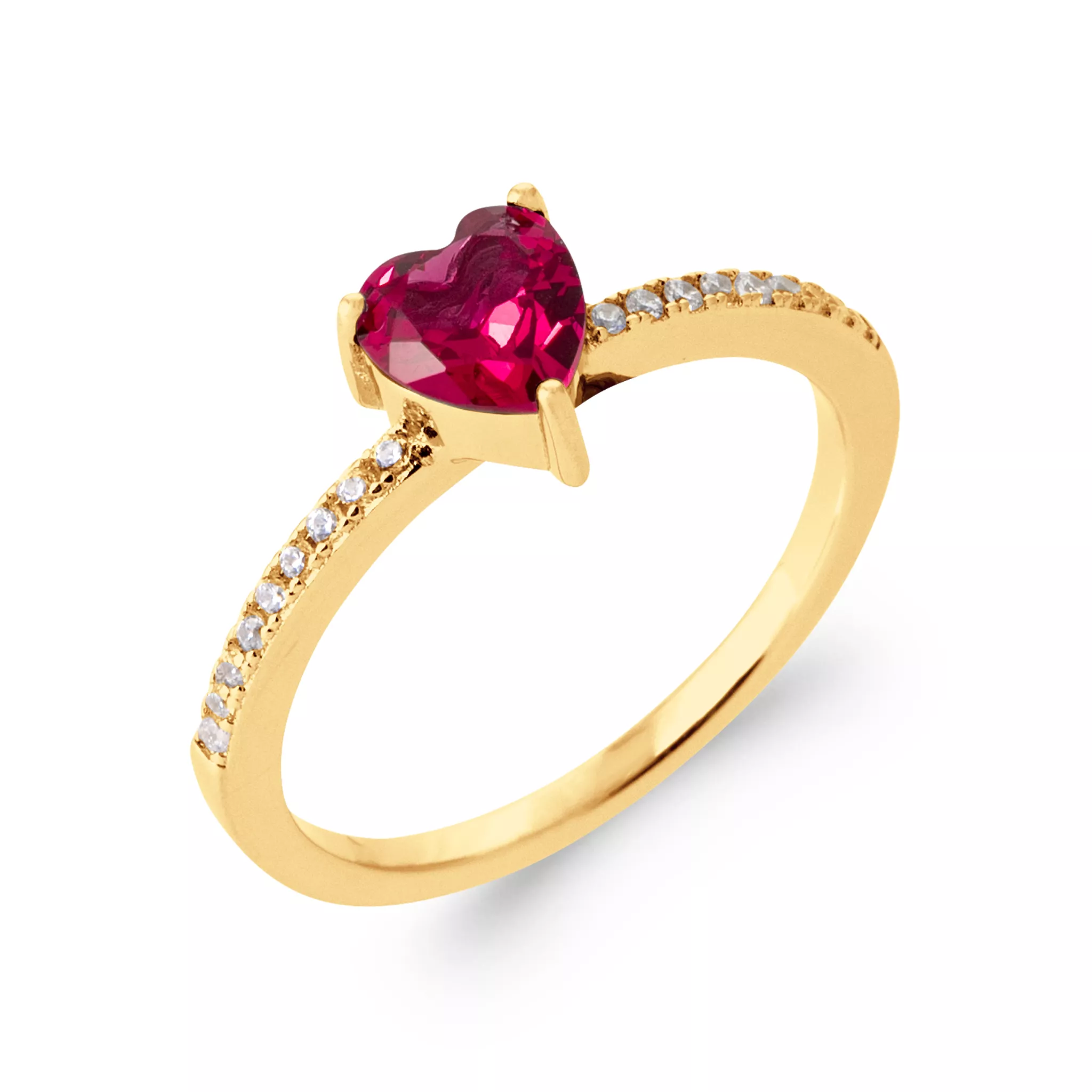 Bague Plaqué Or Louie Zirconium Coeurs Joaillerie Couleurs - Bague en Plaqué or