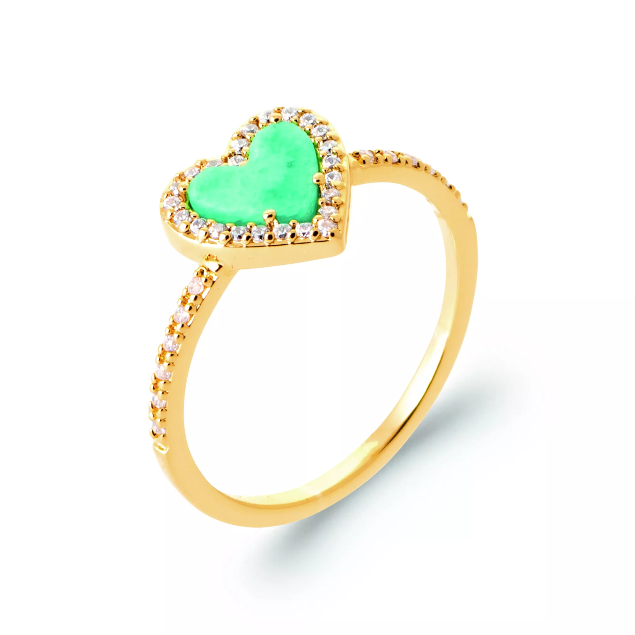 Bague Plaqué Or Reinelle Zirconium Coeurs Entourage Couleurs - Bague en Plaqué or