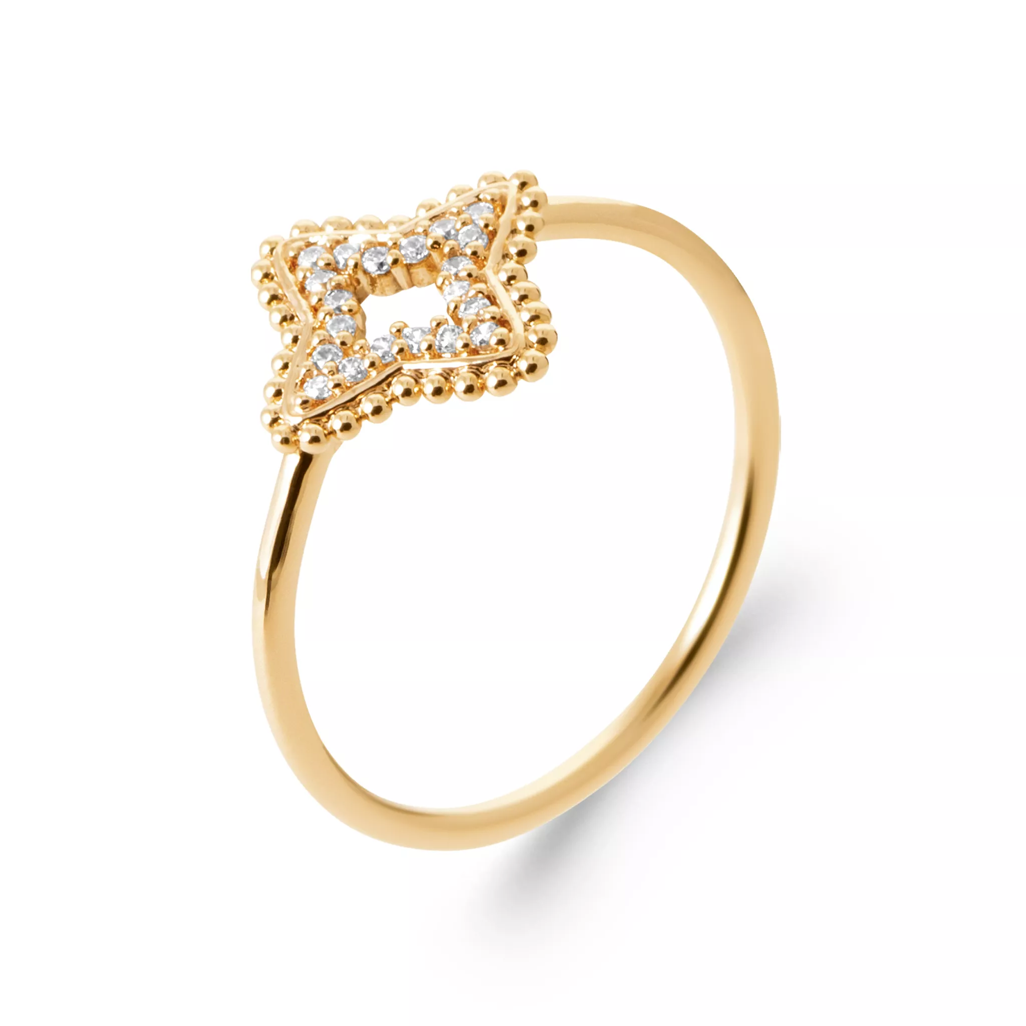 Bague Plaqué Or Avotriniaina Zirconium Végétal Texturé Stacking - Bague en Plaqué or - Bijoux en Vogue