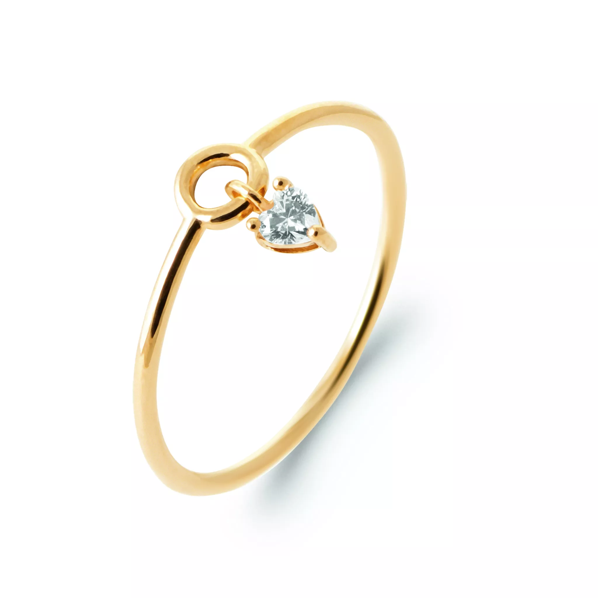 Bague Plaqué Or Crislyne Zirconium Coeurs Minimaliste - Bague en Plaqué or