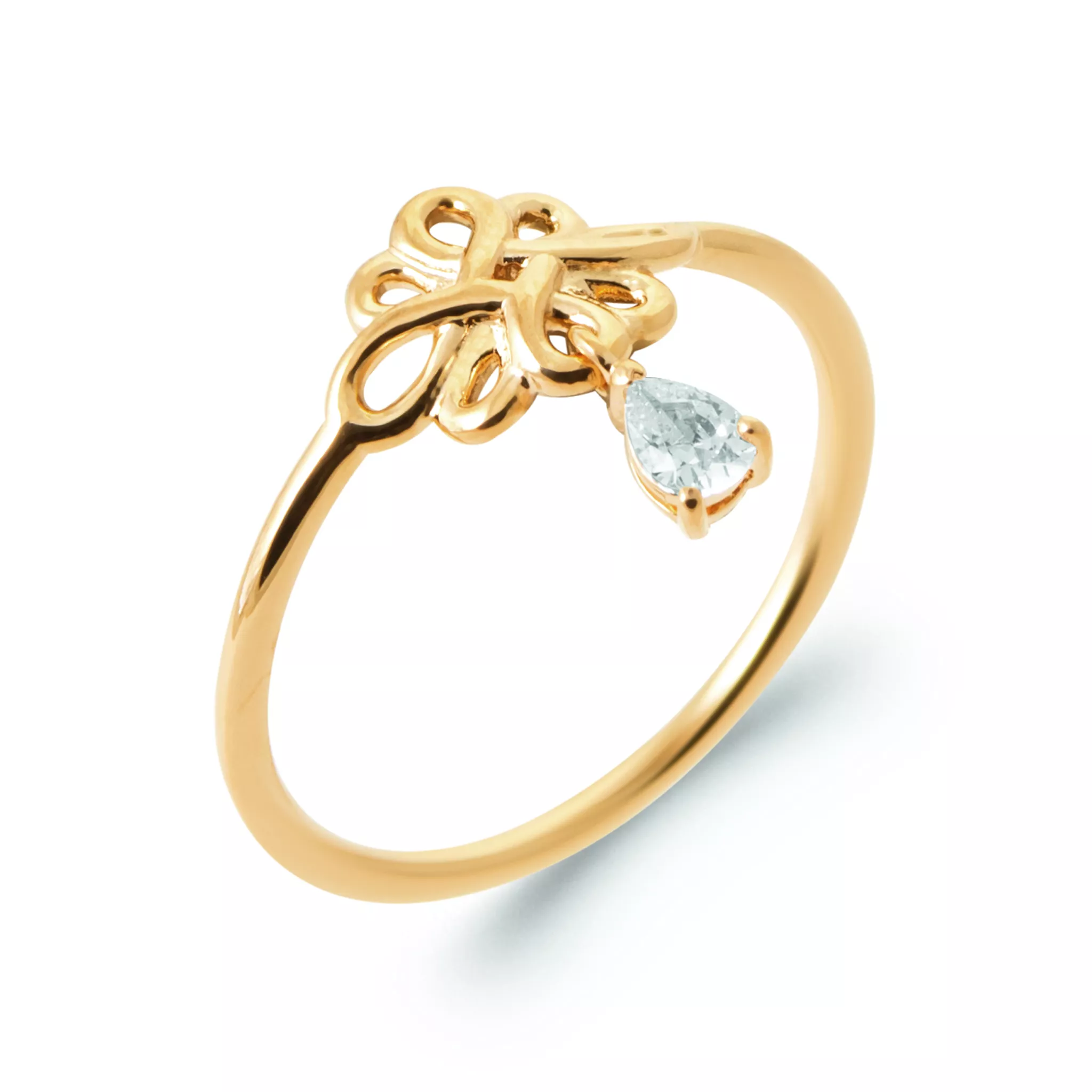 Bague Plaqué Or Aglantine Zirconium Végétal Joaillerie Minimaliste - Bague en Plaqué or - Bijoux en Vogue