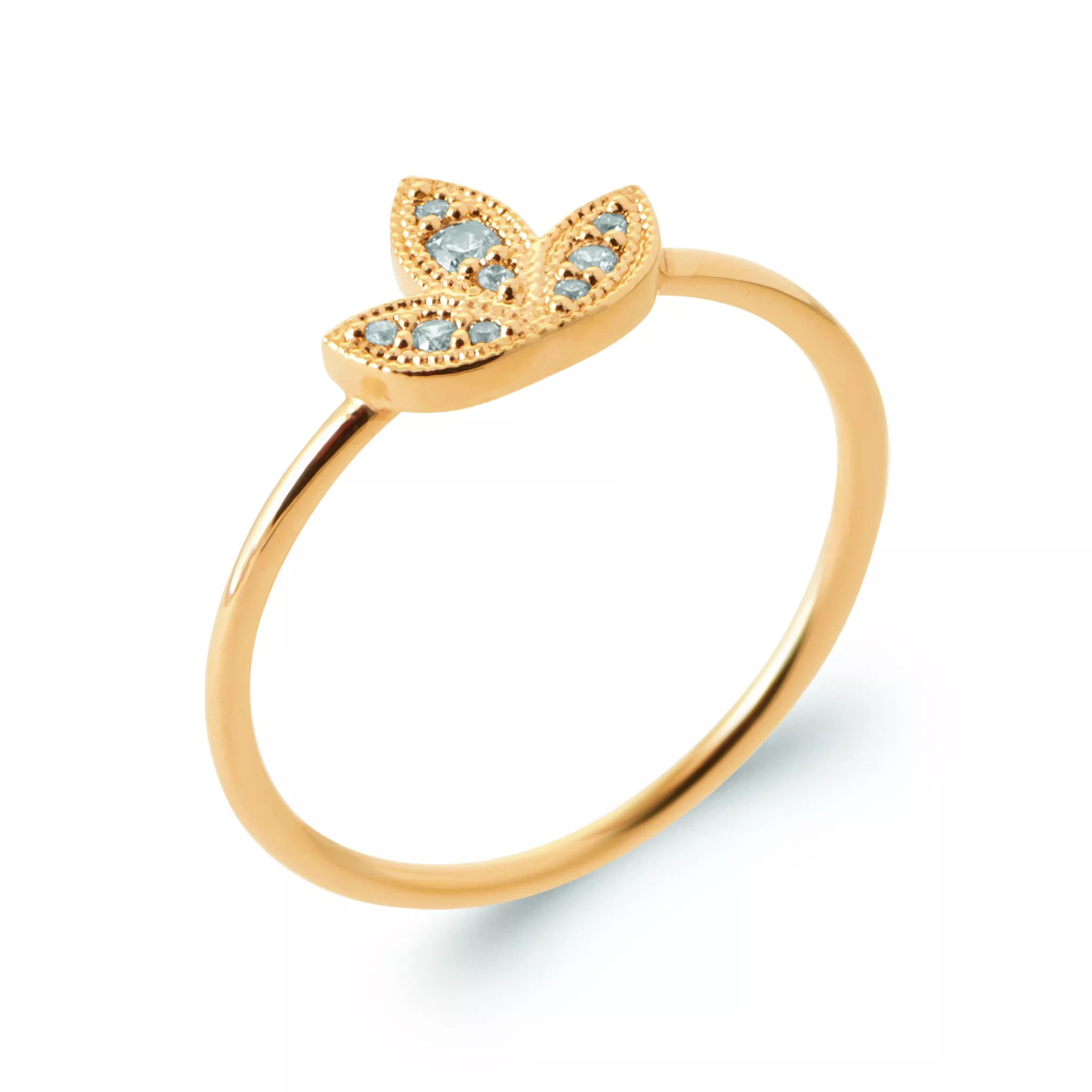 Bague Plaqué Or Ydilia Zirconium Végétal Joaillerie - Bague en Plaqué or - Bijoux en Vogue