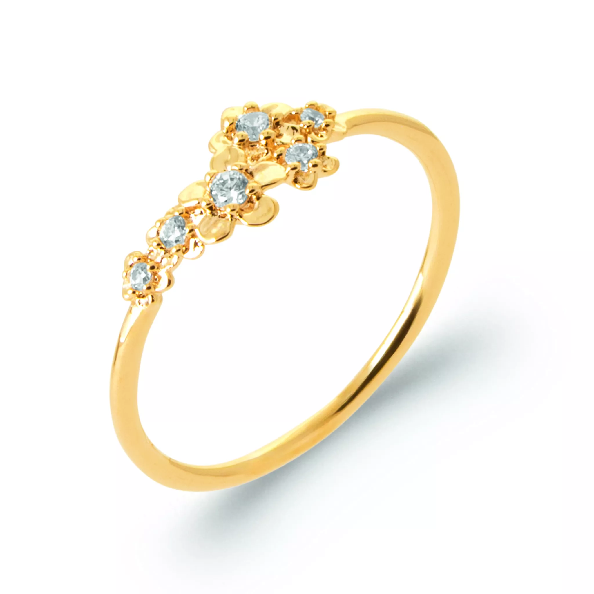 Bague Plaqué Or Durma Zirconium Végétal Joaillerie - Bague en Plaqué or - Bijoux en Vogue
