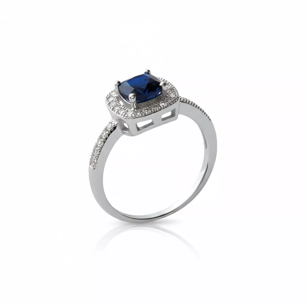 Bague Solitaire Argent Azzaddine Zirconium Joaillerie Entourage Couleurs - Bague en Argent 925