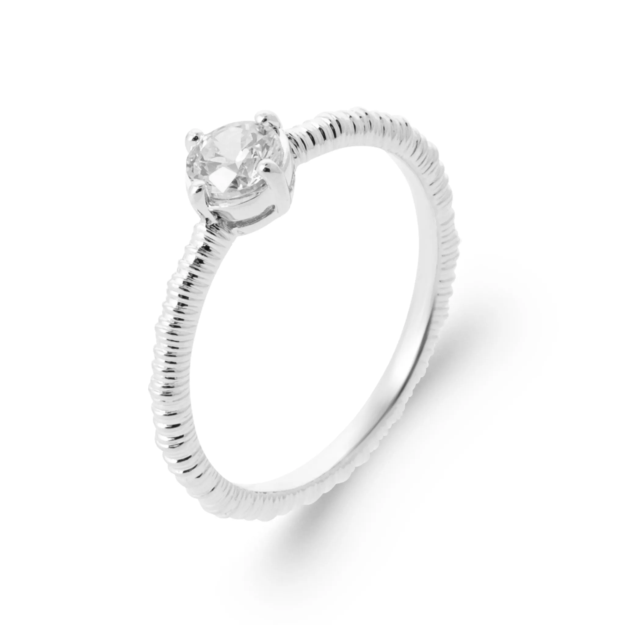 Bague Solitaire Argent Darina Zirconium Joaillerie Texturé - Bague en Argent 925