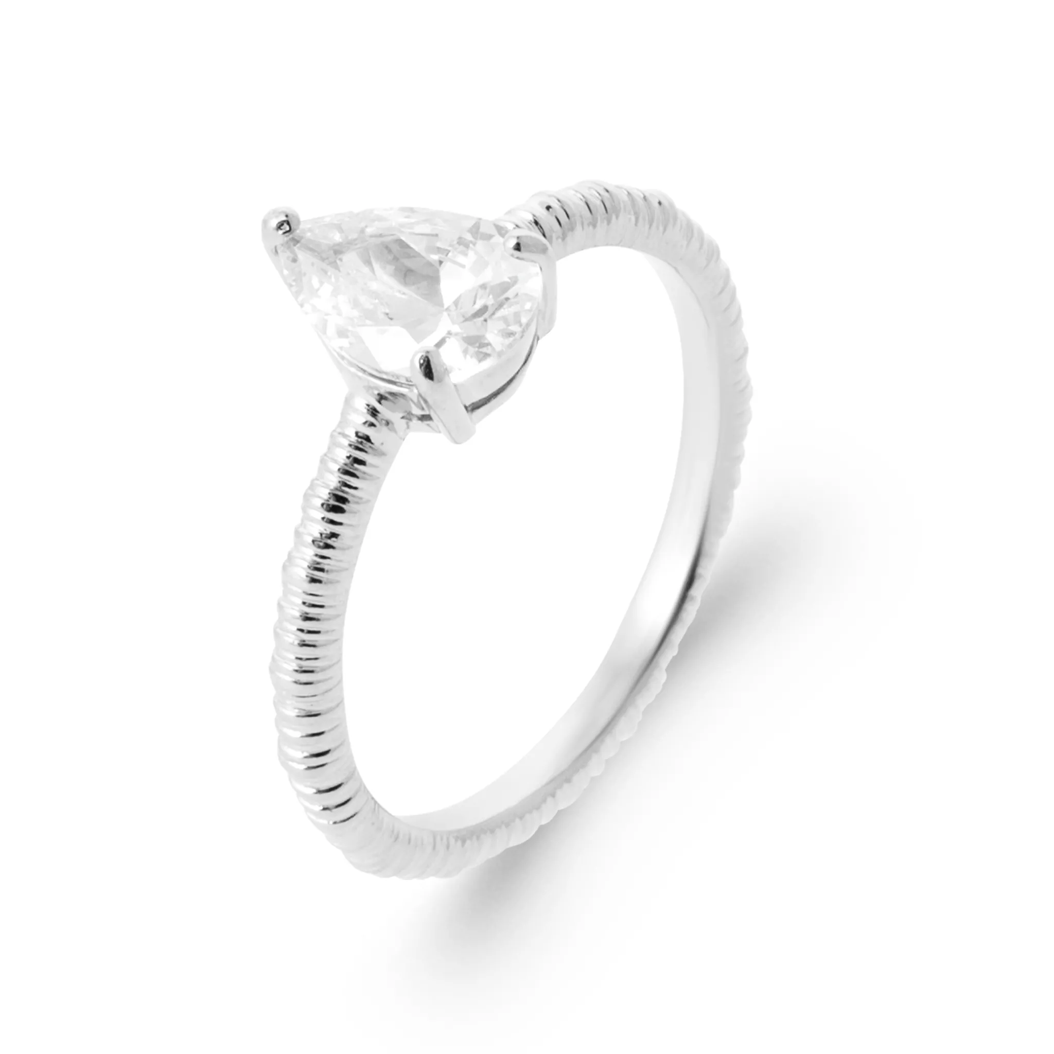 Bague Solitaire Argent Steena Zirconium Joaillerie Texturé - Bague en Argent 925