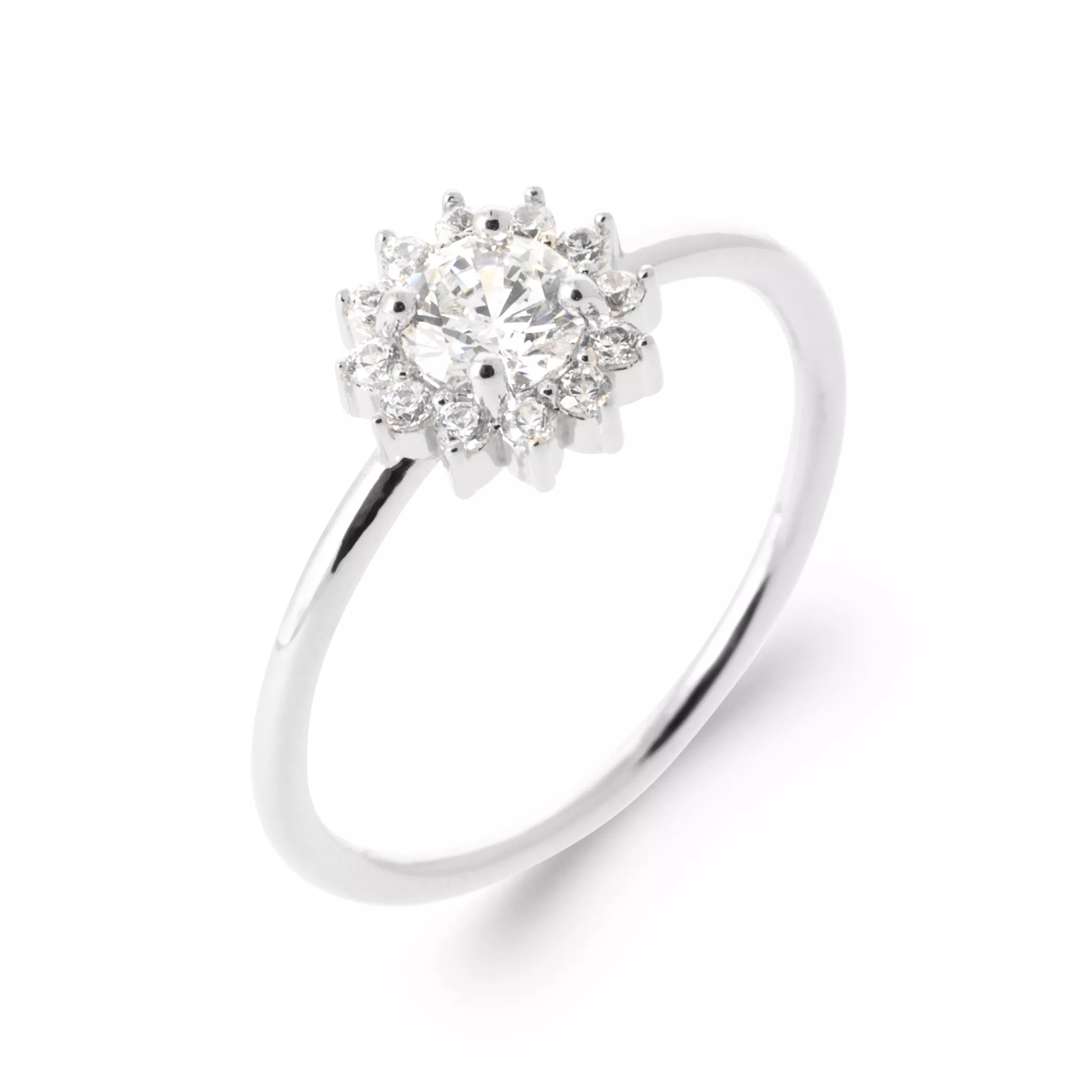 Bague Solitaire Argent Epouse Zirconium Joaillerie Entourage Couleurs - Bague en Argent 925