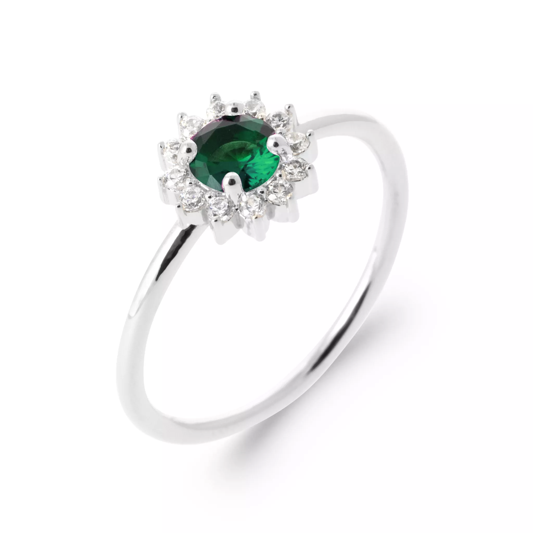 Bague Solitaire Argent Epouse Zirconium Joaillerie Entourage Couleurs - Bague en Argent 925