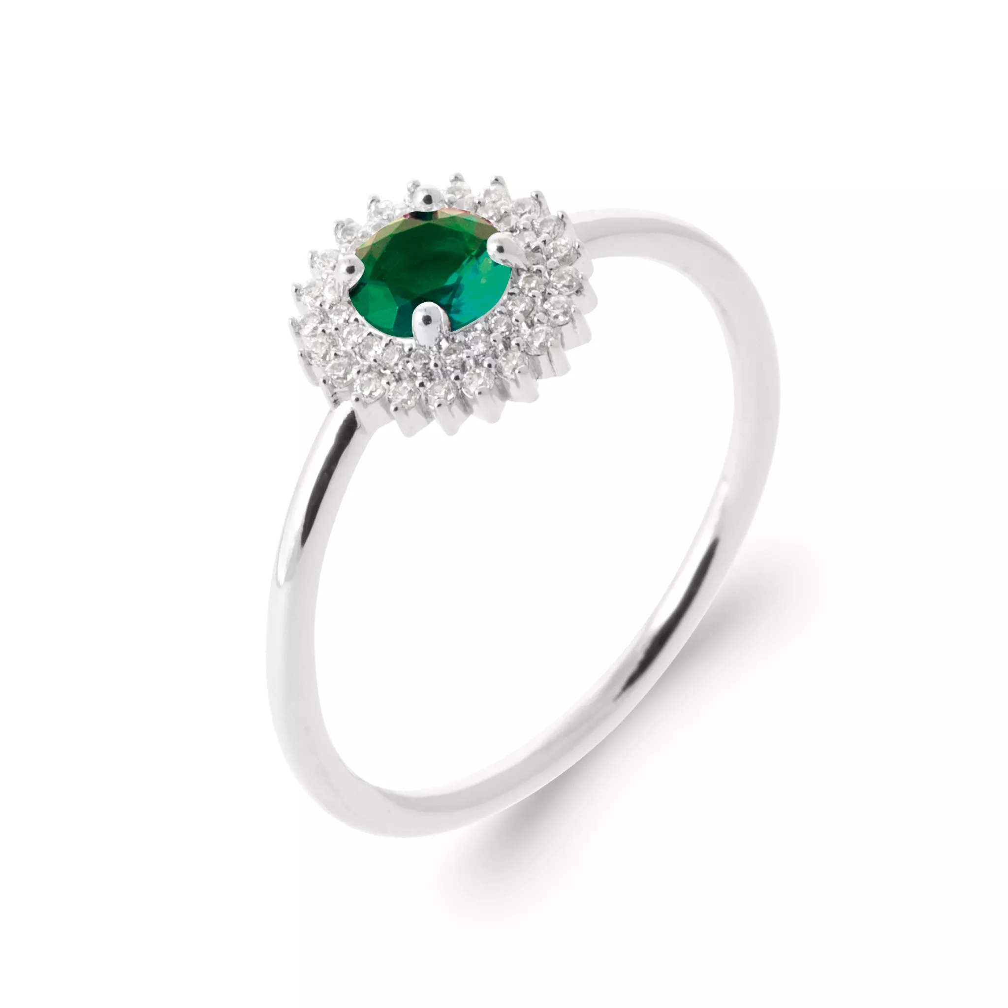 Bague Solitaire Argent Maxima Zirconium Joaillerie Entourage Couleurs - Bague en Argent 925